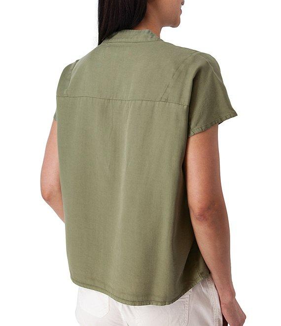 Aventura Margot Solid Woven Twill Mandarin Collar Top Product Image