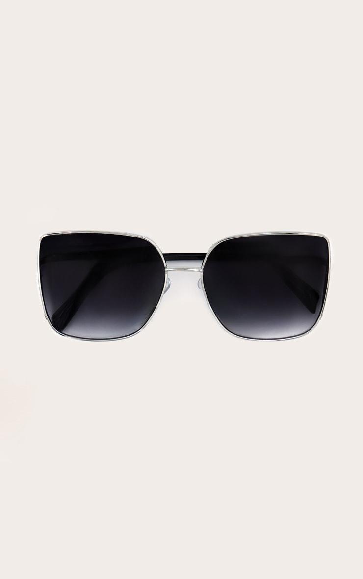 Silver Oversized Square Metal Frame Sunglasses Product Image