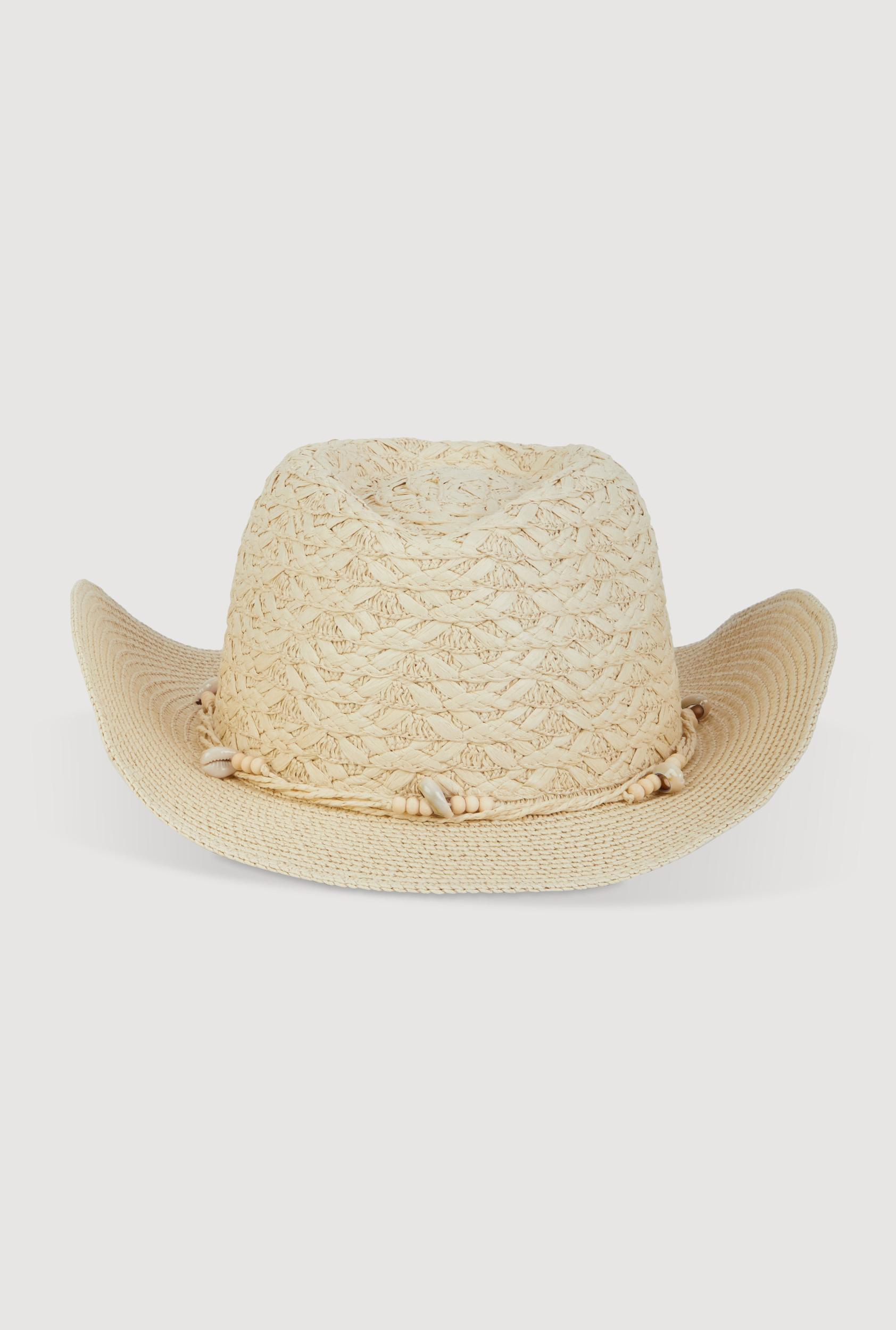 Beaded Straw Cowboy Hat Female Product Image
