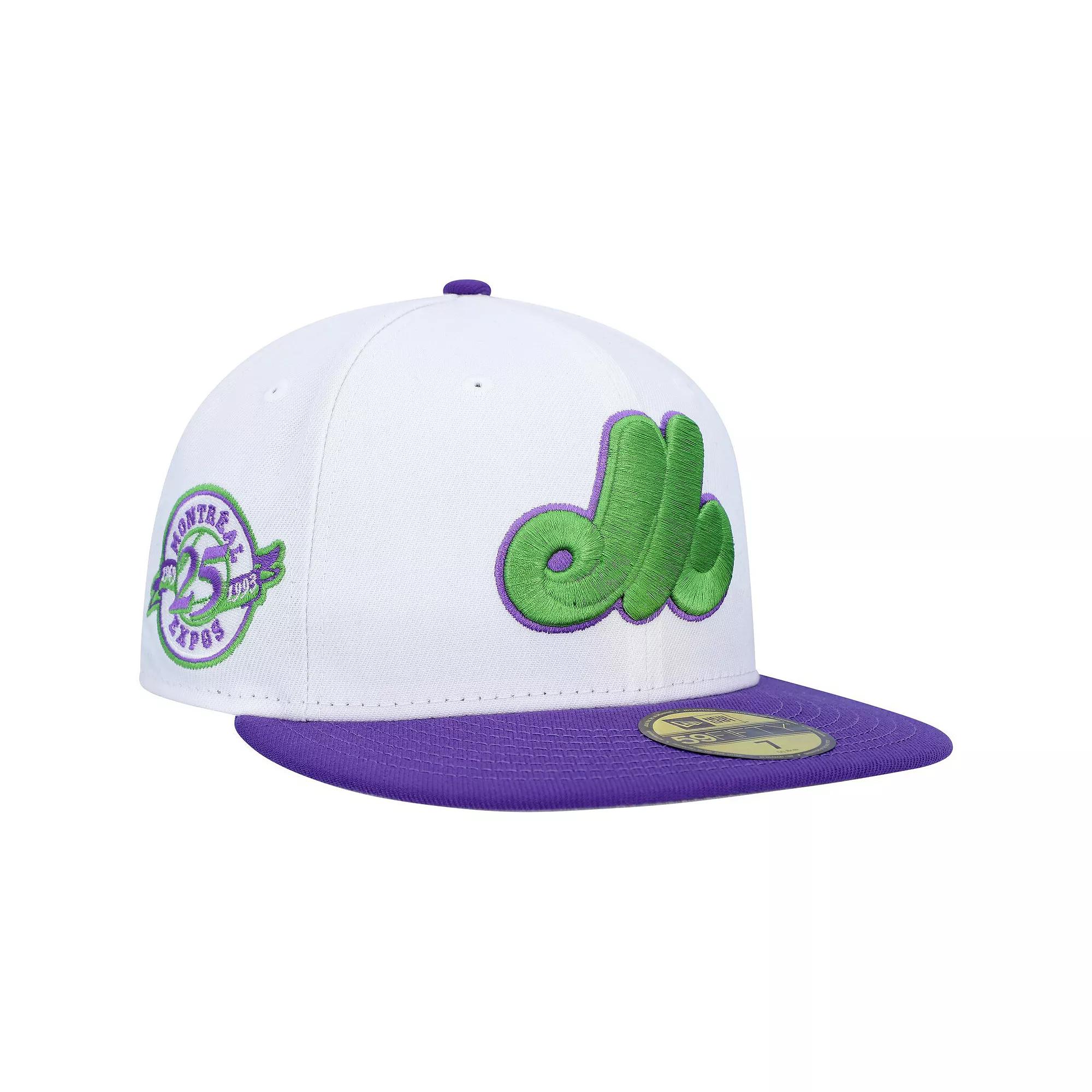 Men's New Era White Montreal Expos 25th Anniversary Side Patch 59FIFTY Fitted Hat, Size: 7 3/4, Mlb White Product Image