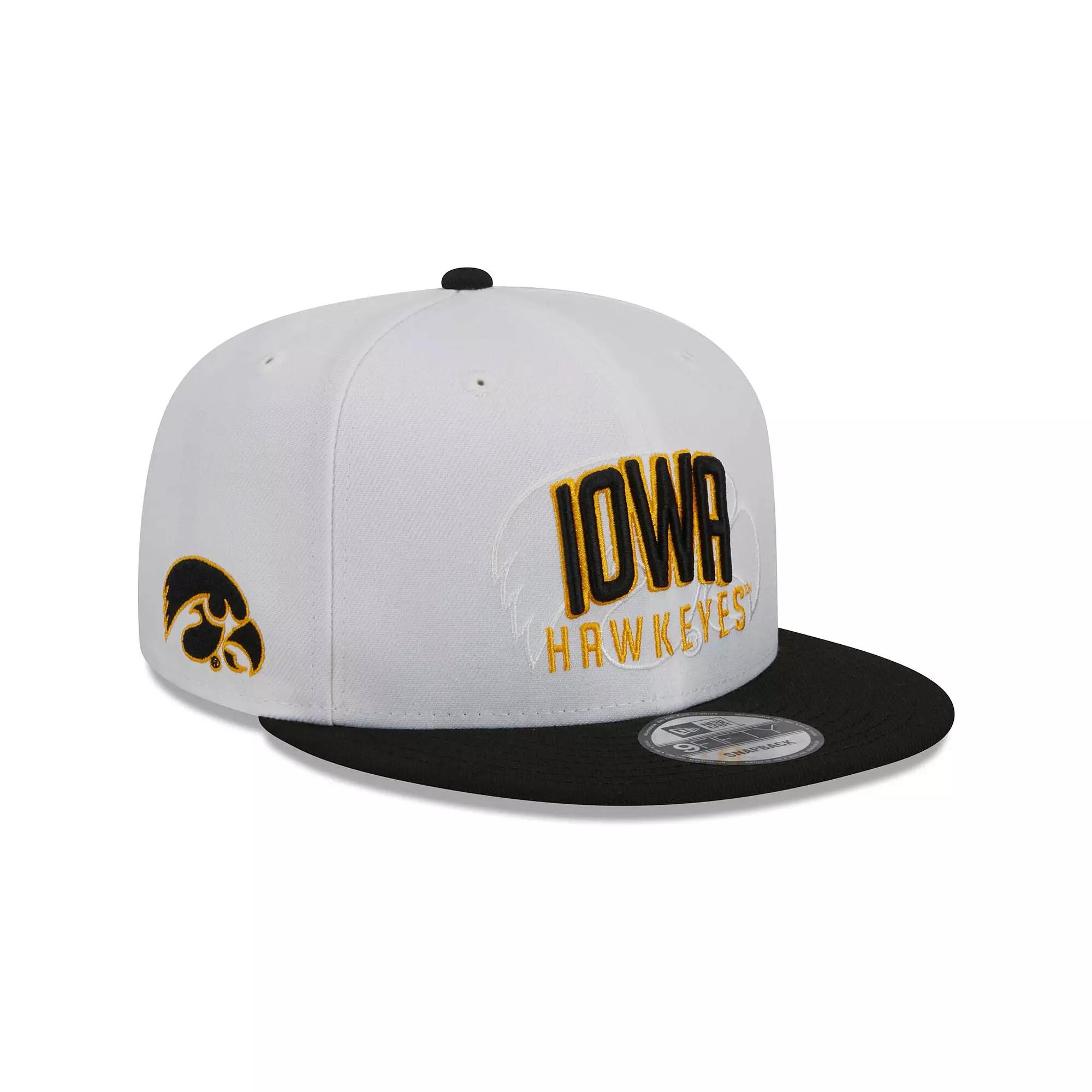 Men's New Era White/Black Iowa Hawkeyes Two-Tone Layer 9FIFTY Snapback Hat Product Image