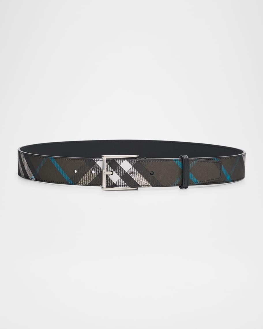 Mens Check Shield-Buckle Belt Product Image