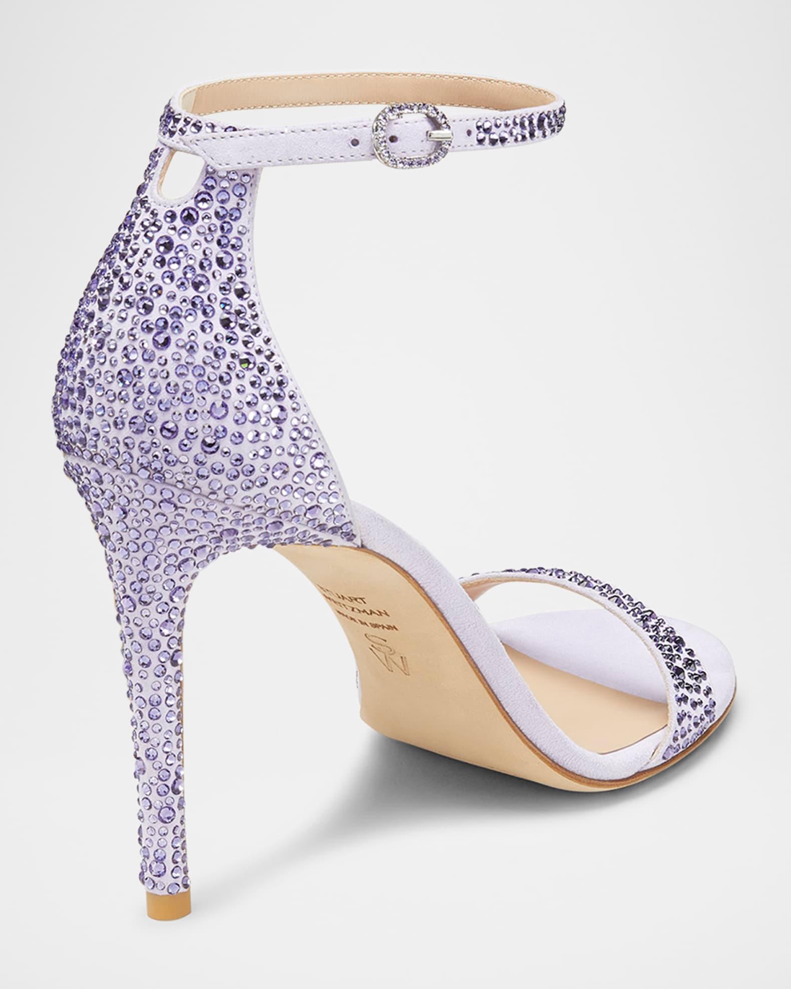 Nudist Embellished Silk Ankle-Strap Sandals Product Image