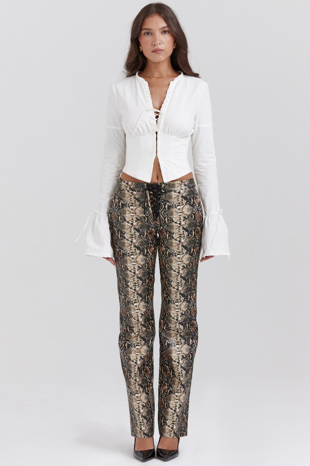 Serina  snake print vegan leather trousers Product Image