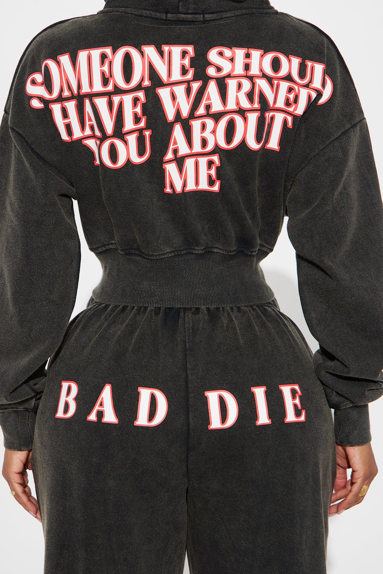 Baddie Washed Front Zip Hoodie - Black Wash Product Image