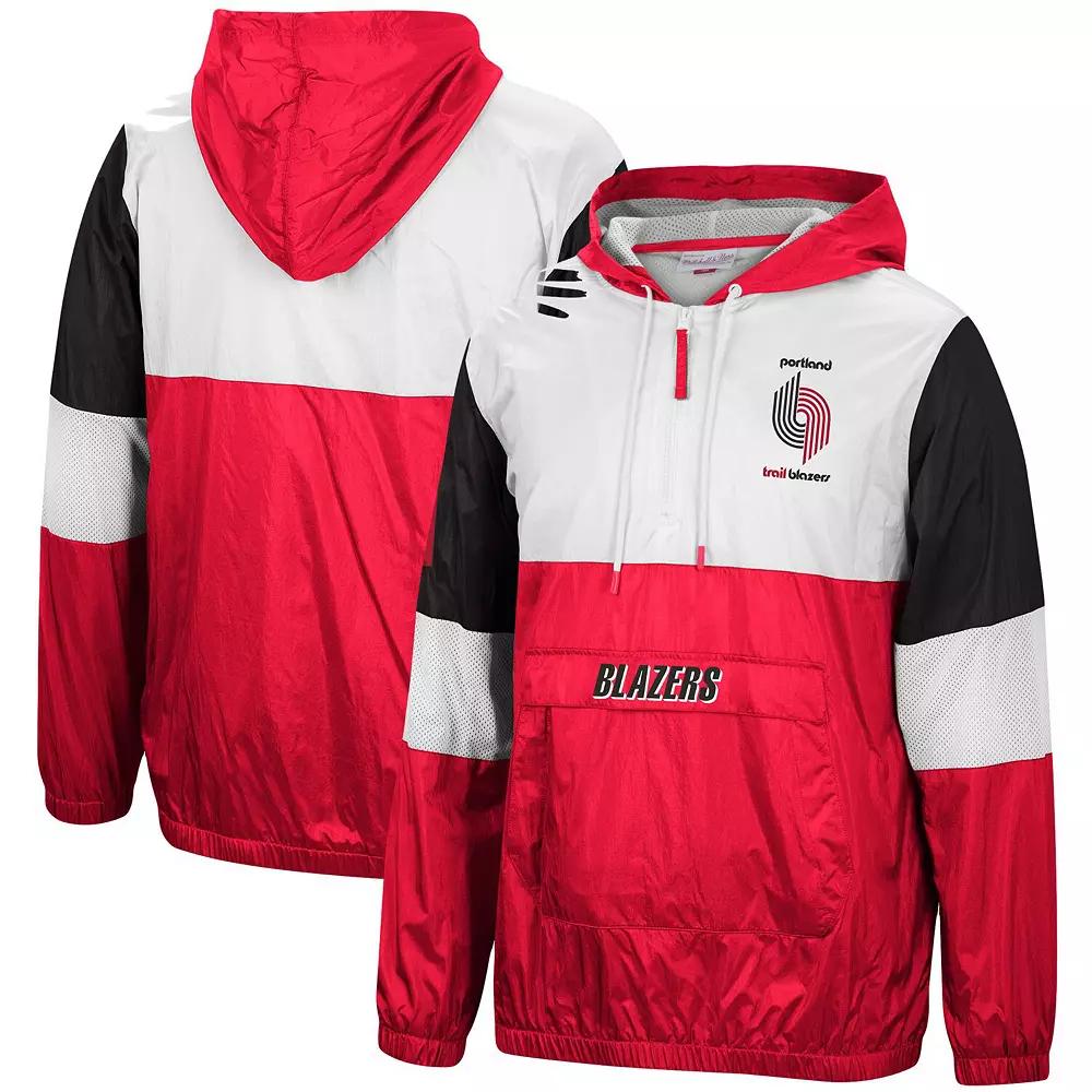 Men's Mitchell & Ness Scarlet Portland Trail Blazers Hardwood Classics Surprise Win Quarter-Zip Jacket, Size: Small, Red Product Image