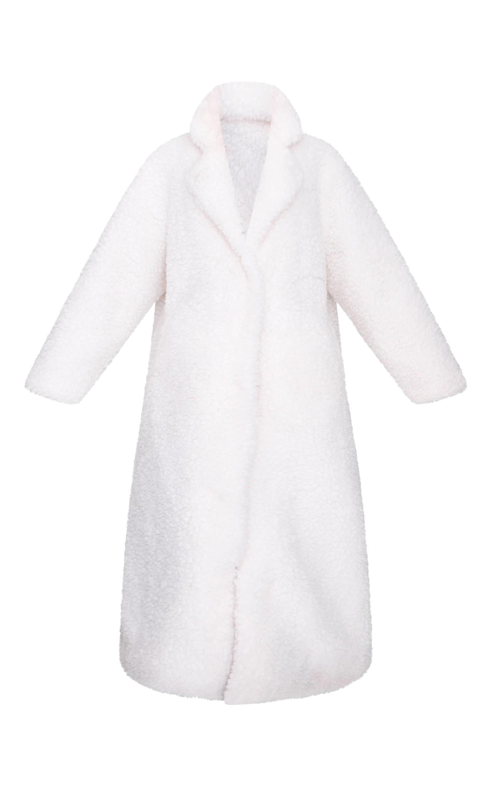 Cream Plush Borg Maxi Coat Product Image