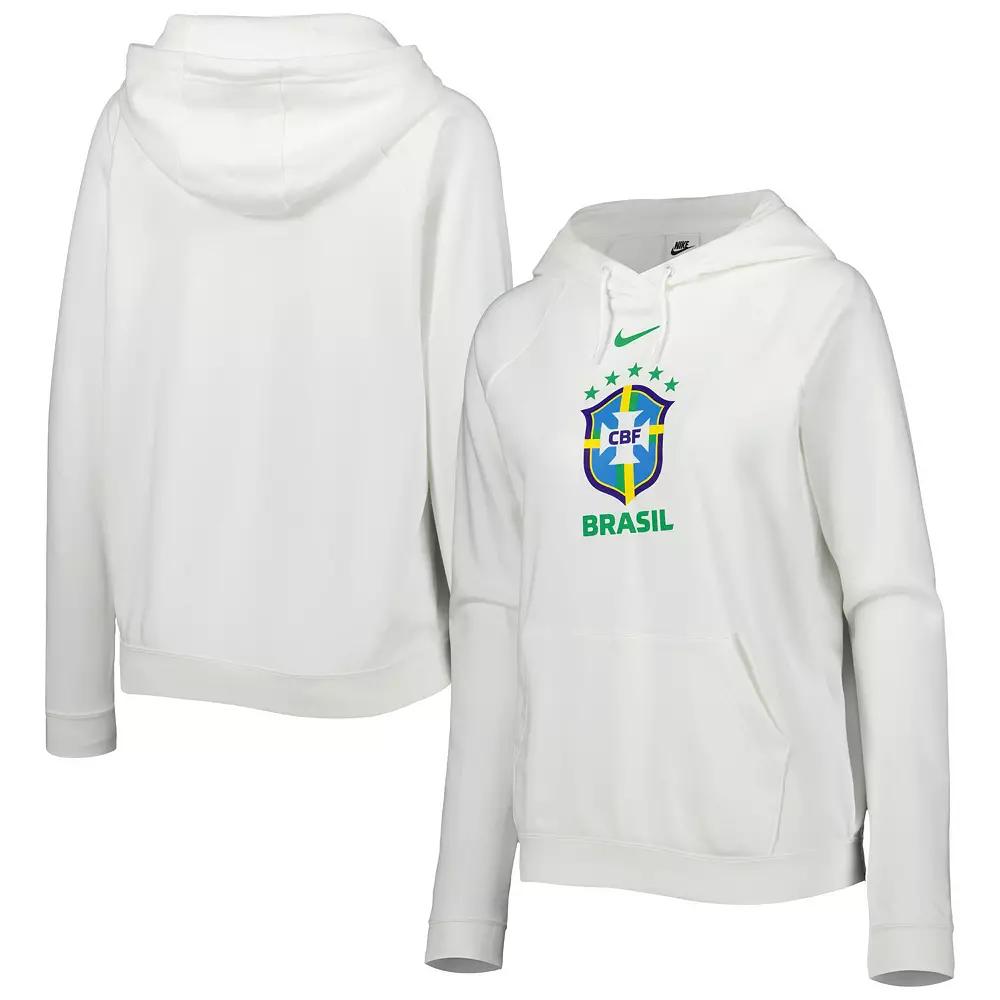 Women's Nike White Brazil National Team Varsity Raglan Tri-Blend Pullover Hoodie, Size: XL, Soc White Product Image