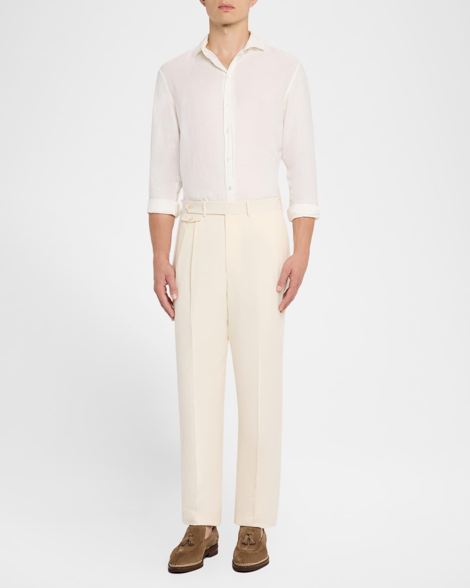 Men's Linen Pleated Trousers Product Image