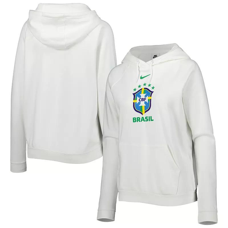 Women's Nike White Brazil National Team Varsity Raglan Tri-Blend Pullover Hoodie, Size: XL, Soc White Product Image