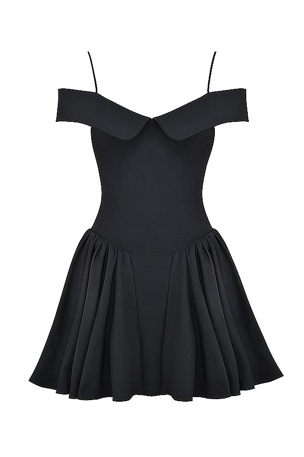 Elida  black off shoulder mini dress Product Image