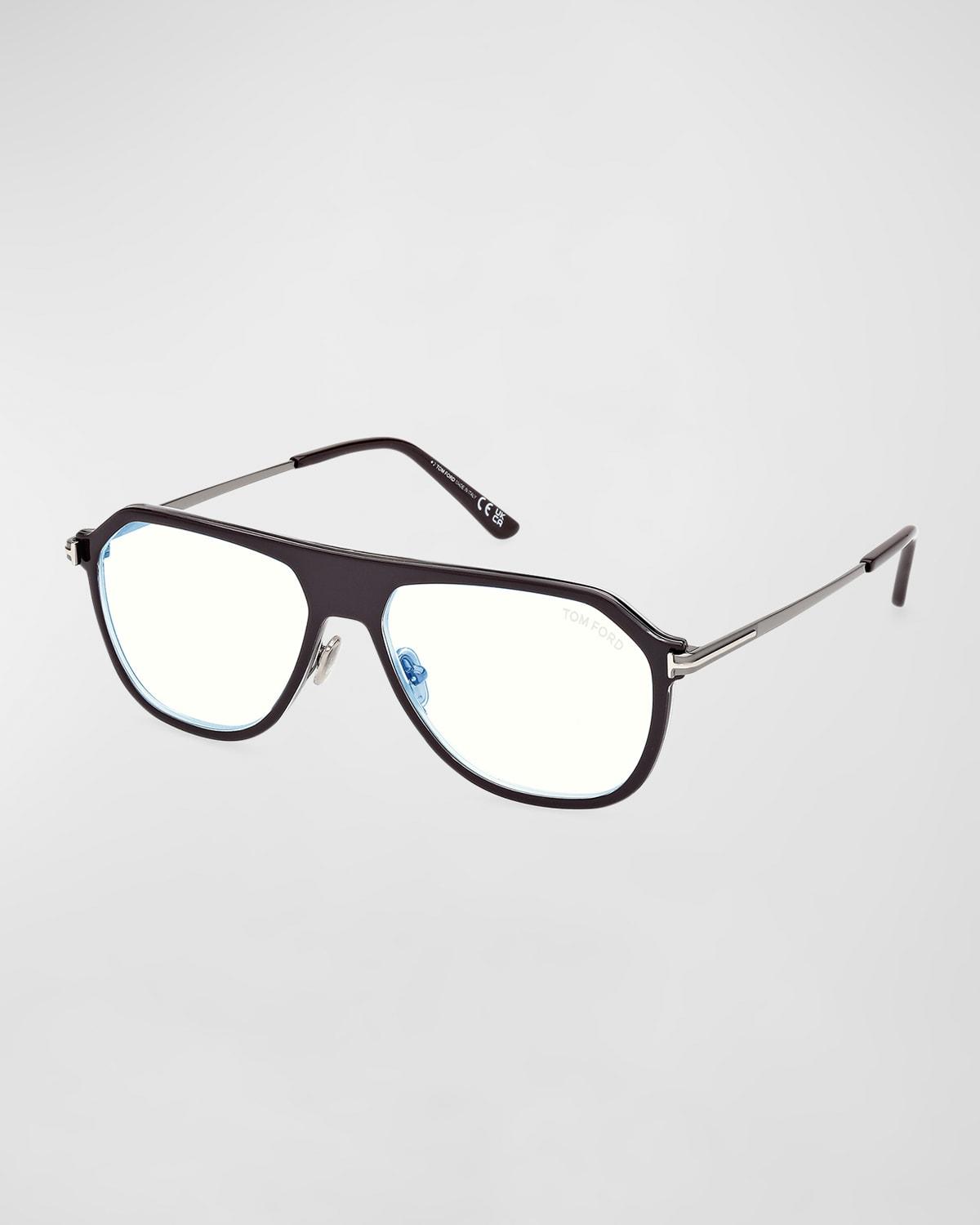 Mens Acetate Round Blue Light-Blocking Glasses Product Image