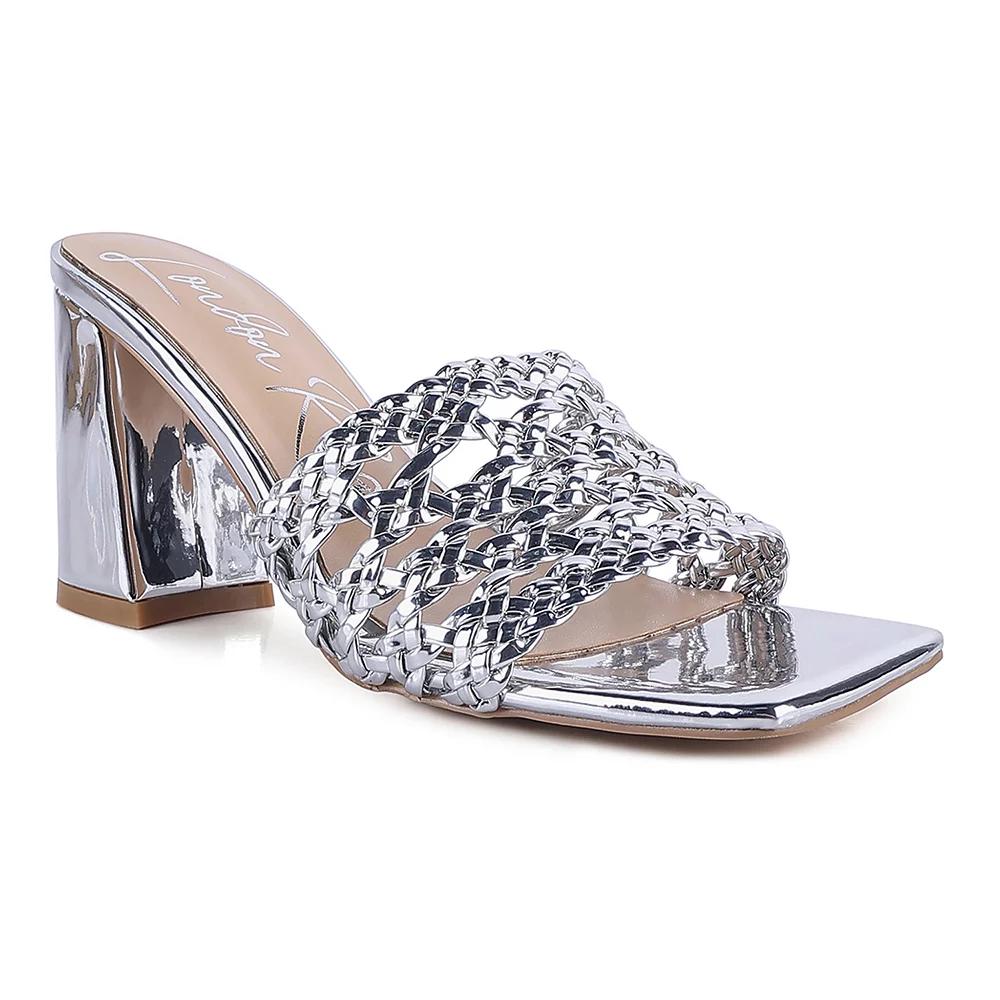 London Rag Adorbs Women's Braided Straps Slider Sandals, Size: 7, Silver Product Image