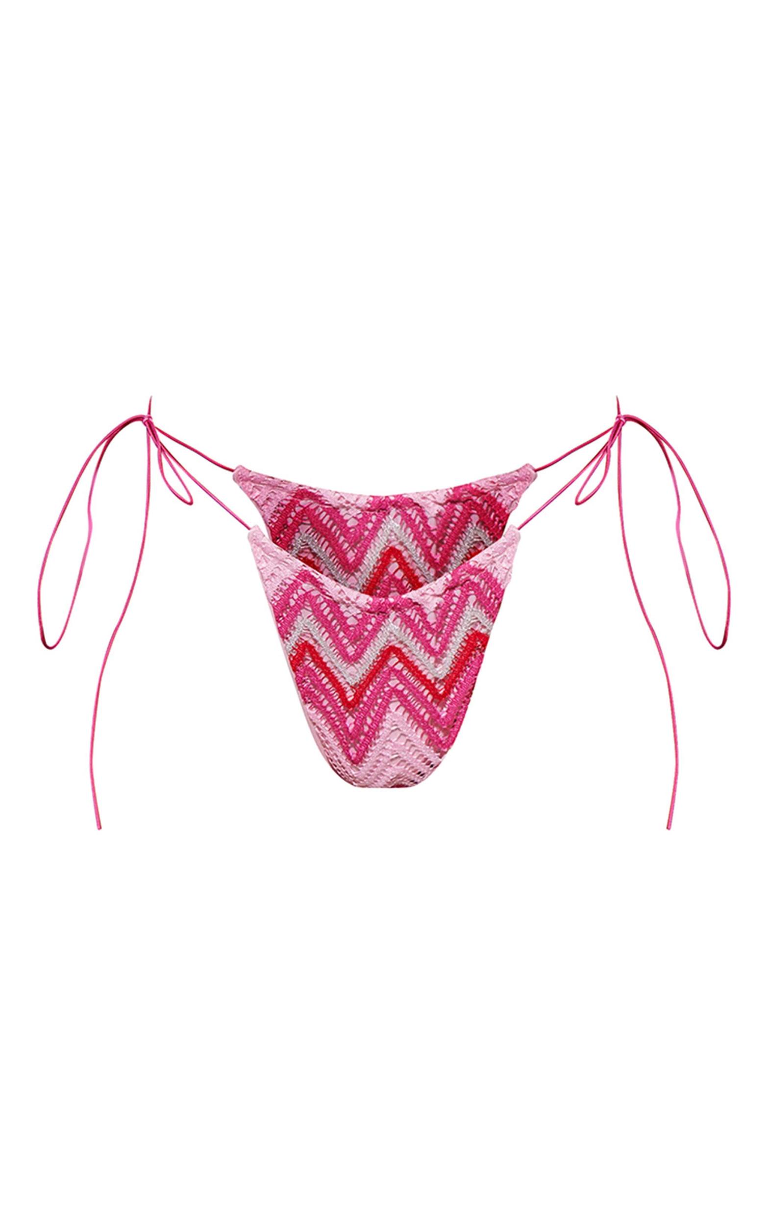 Light Pink Textured Tie Side Bikini Bottoms Product Image