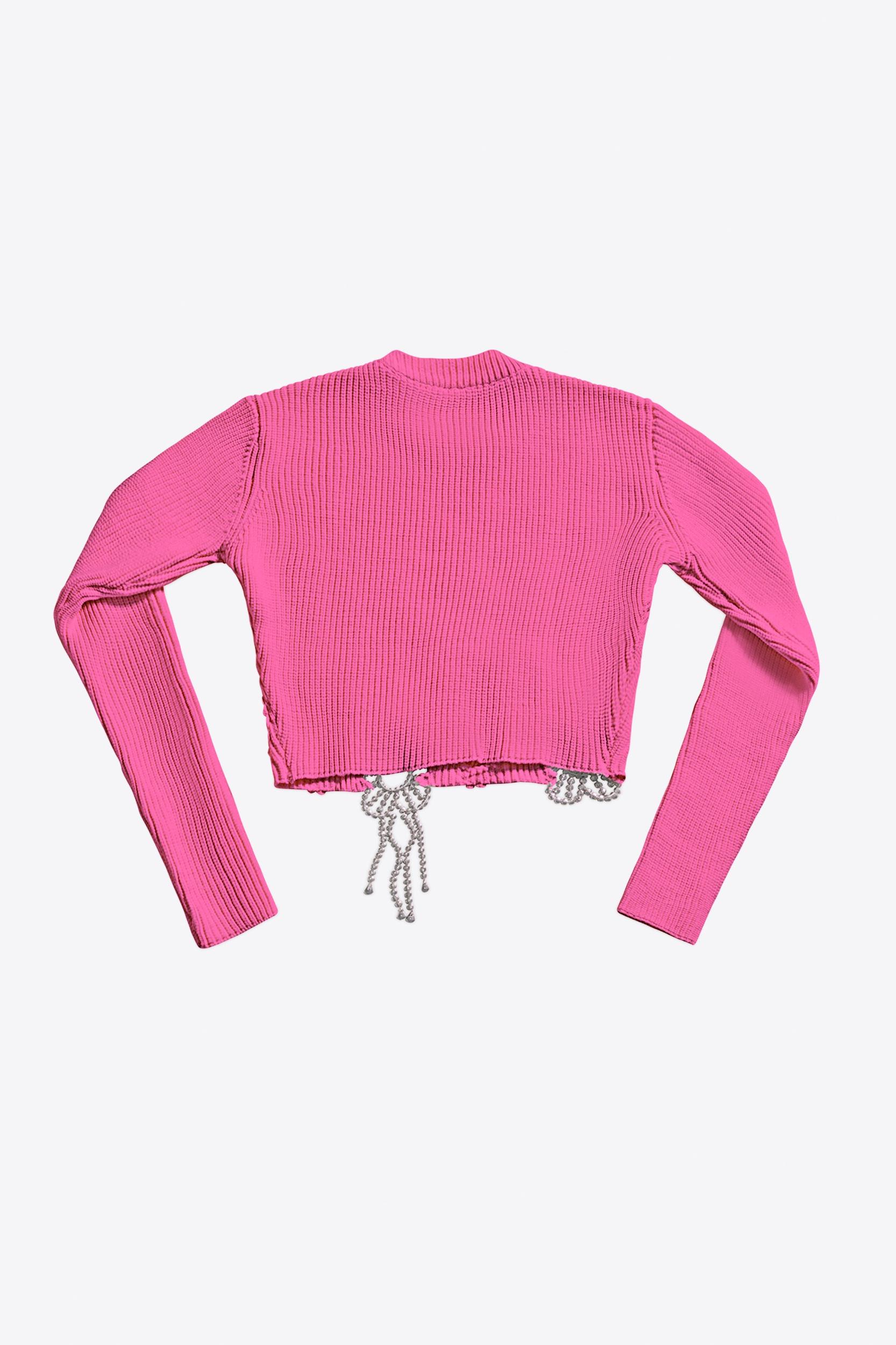 Crystal Crochet Flower Cropped Sweater Product Image