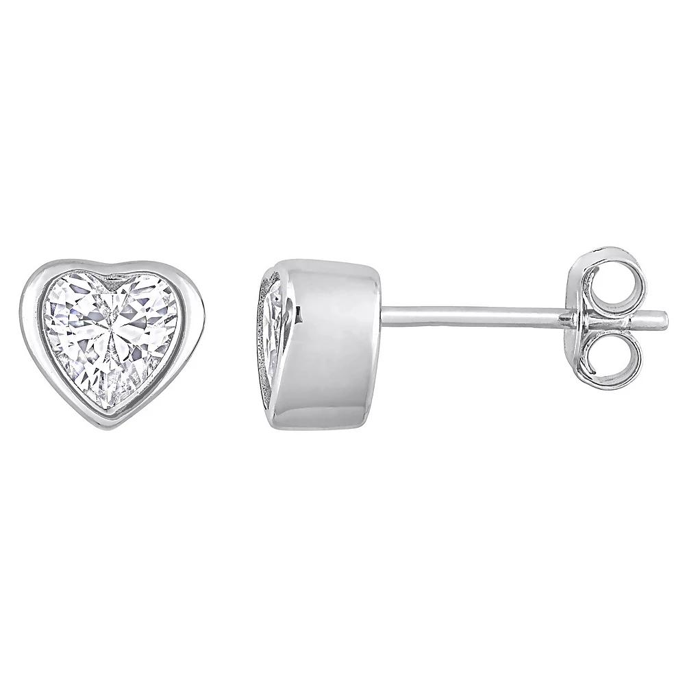 Stella Grace Sterling Silver Cubic Zirconia Heart Stud Earrings, Women's Product Image
