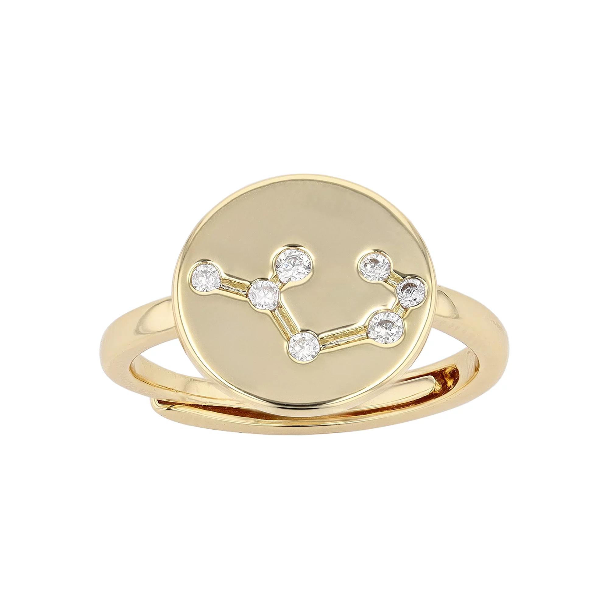 City Luxe Horoscope Cubic Zirconia Disk Horoscope Adjustable Ring, Women's, Gold Tone Scorpio Product Image