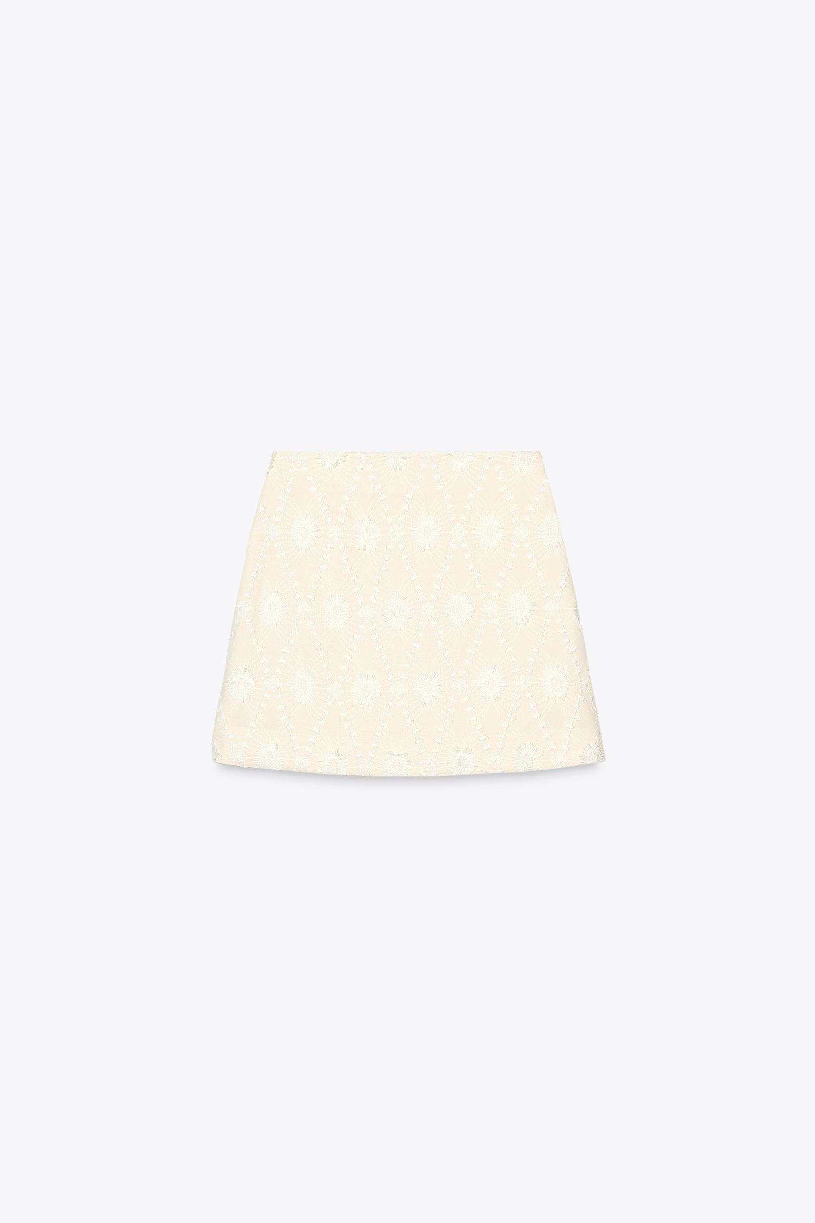 MINI SKIRT WITH FRAYED EMBROIDERY Product Image
