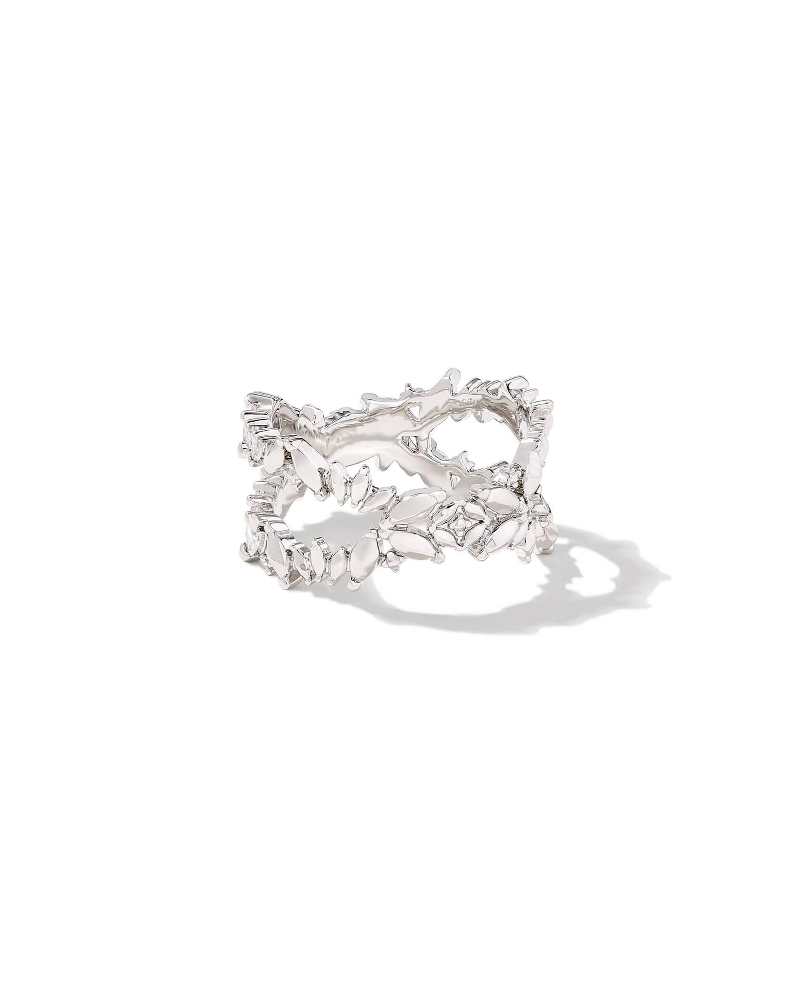 Rosalie Silver Double Band Ring in White CZ Product Image