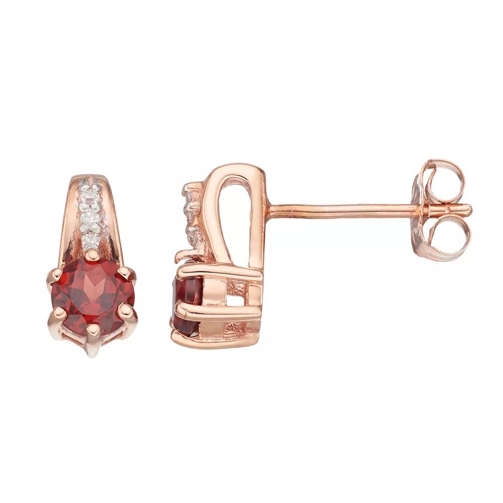 Gemminded 10k Rose Gold Garnet & Diamond Accent Drop Earrings, Women's, Red Product Image