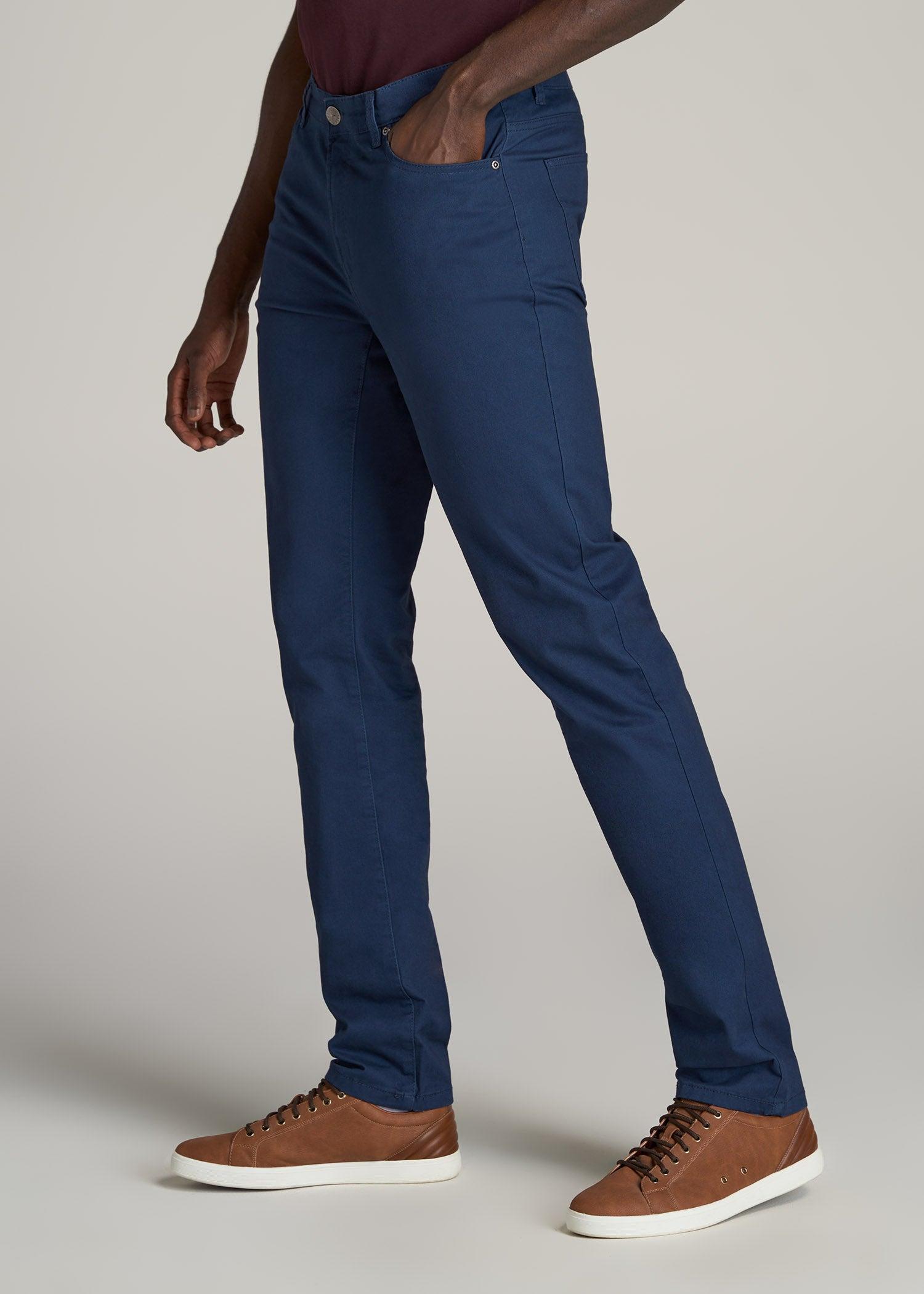 Dylan Slim Fit Five-Pocket Pants For Tall Men in Marine Navy Male Product Image