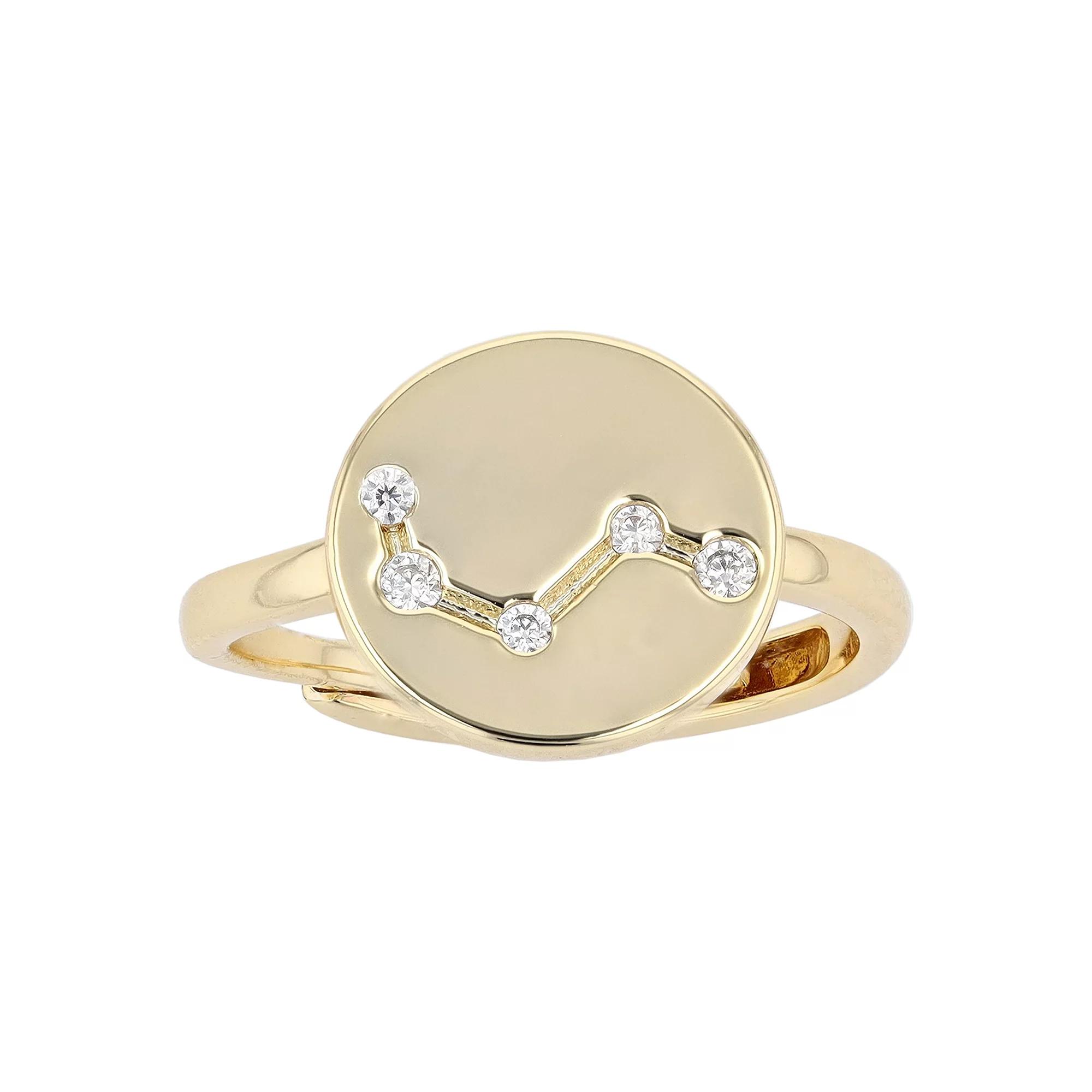City Luxe Horoscope Cubic Zirconia Disk Horoscope Adjustable Ring, Women's, Gold Tone Scorpio Product Image