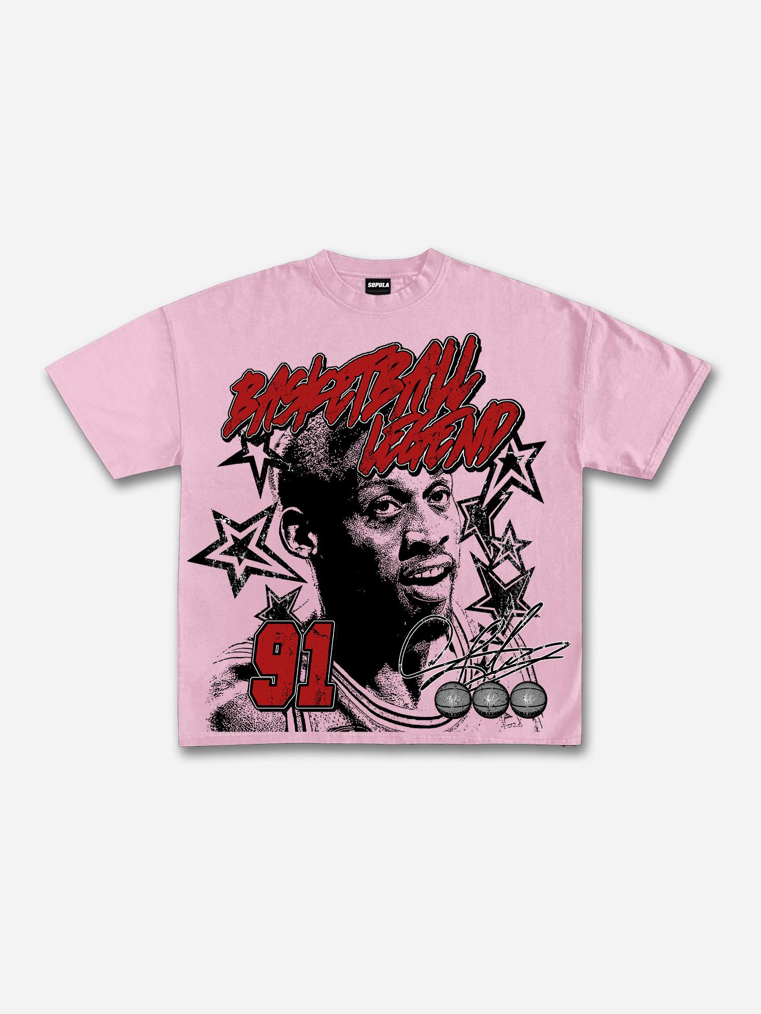 Vintage Basketball Legend Graphic Print Cotton T-Shirt Product Image