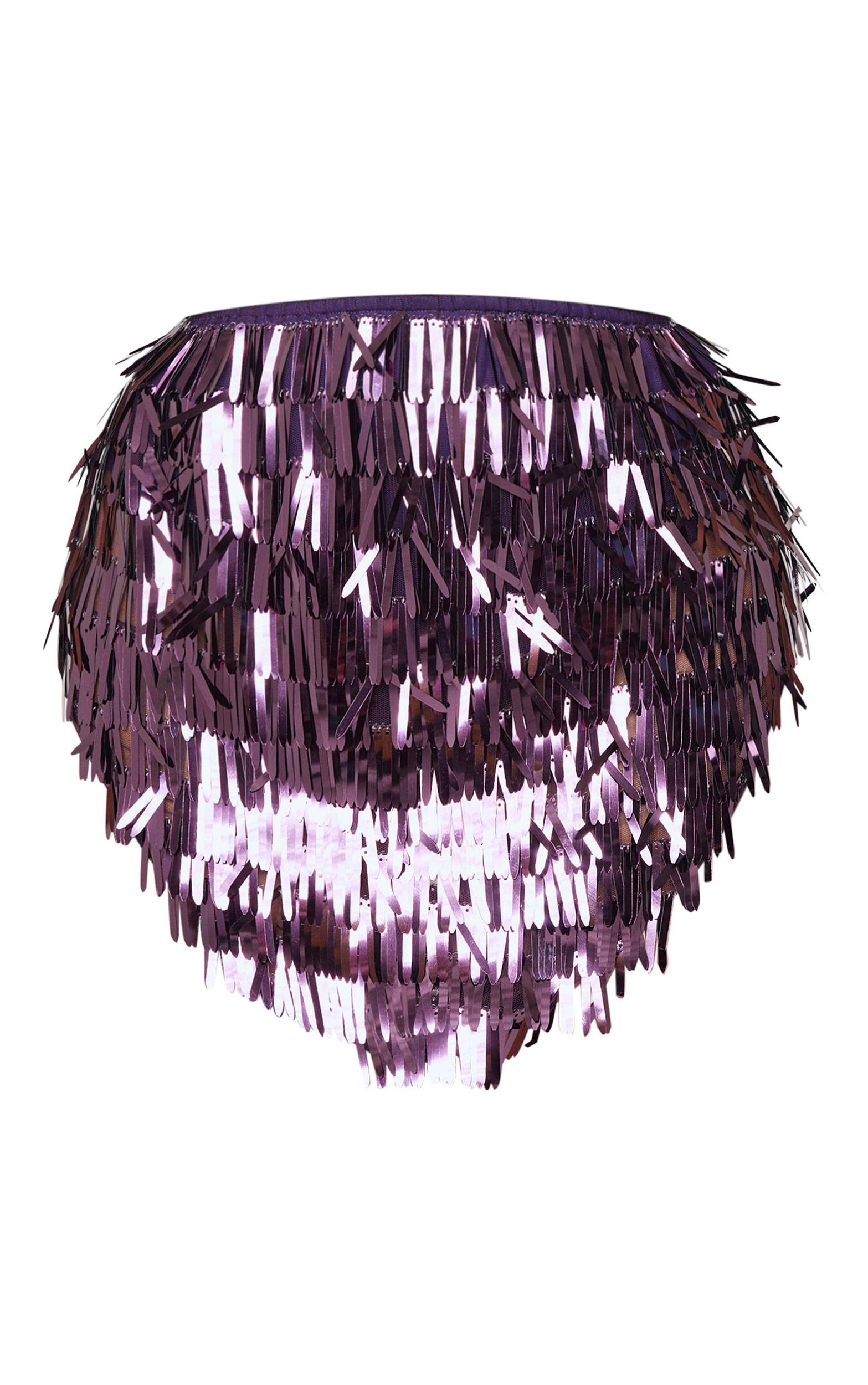 Shape Purple Sequin V Hem Mini Skirt Product Image