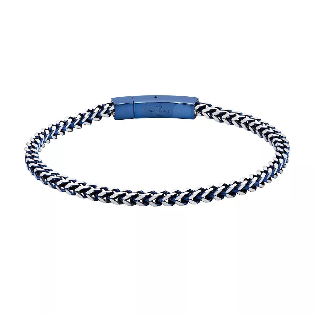 LYNX Men's Blue Ion-Plated Stainless Steel Foxtail Chain Bracelet, Size: 9", Two Tone Product Image