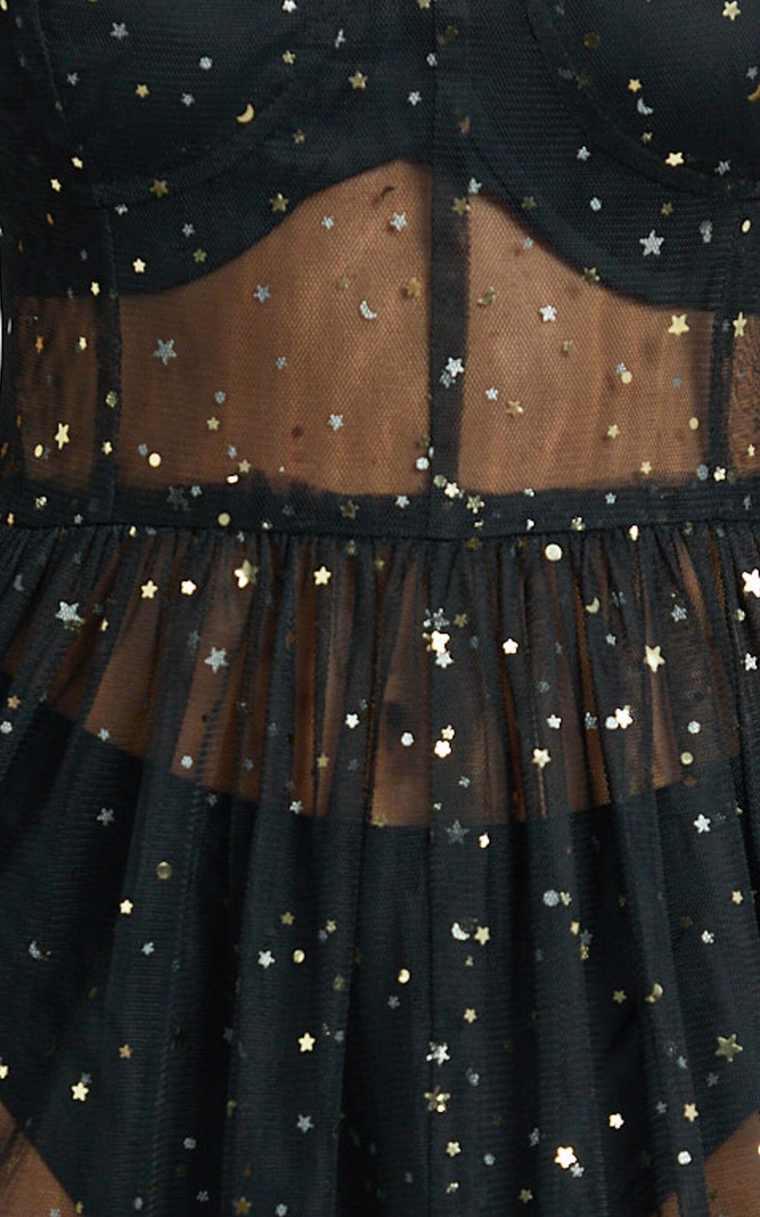 Stunning View Maxi Dress - Bodice Sheer Dress in Black Mesh Product Image