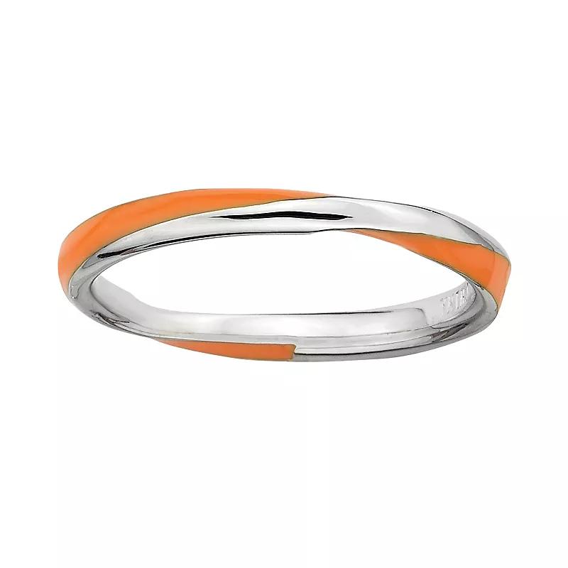 Stacks & Stones Sterling Silver Orange Enamel Twist Stack Ring, Womens Product Image