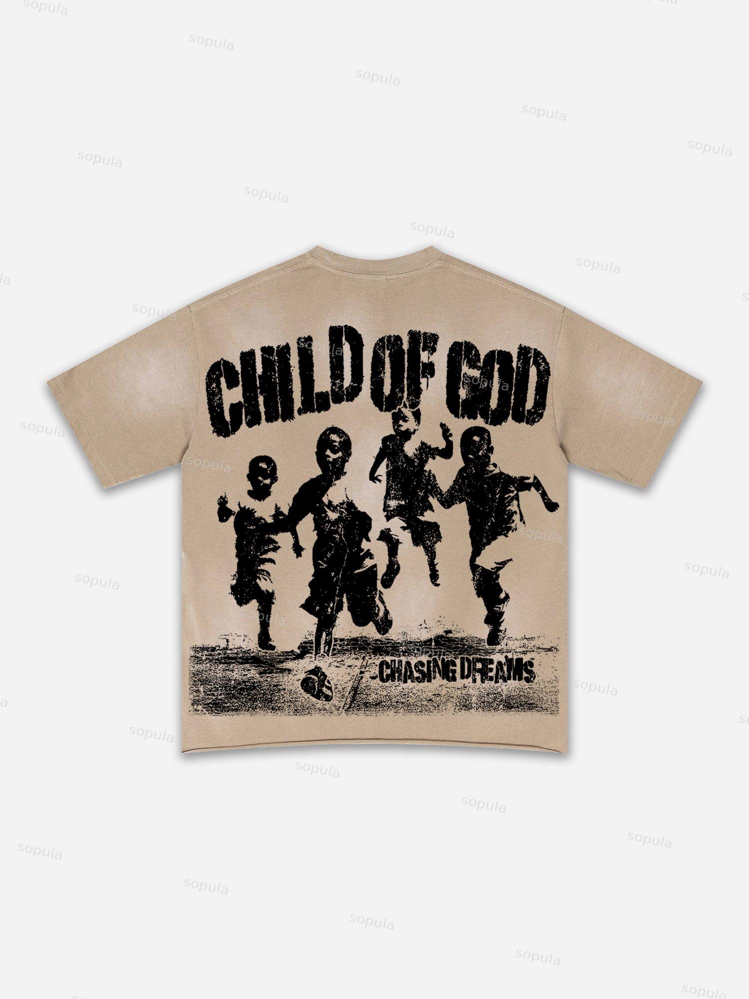 Authentic Abstract Portrait Print Washed T-shirt Product Image