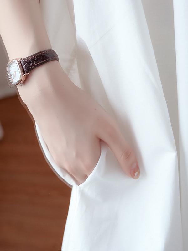 Original Solid Lace Split-Side Short Sleeve A-Line Mini Dress Product Image