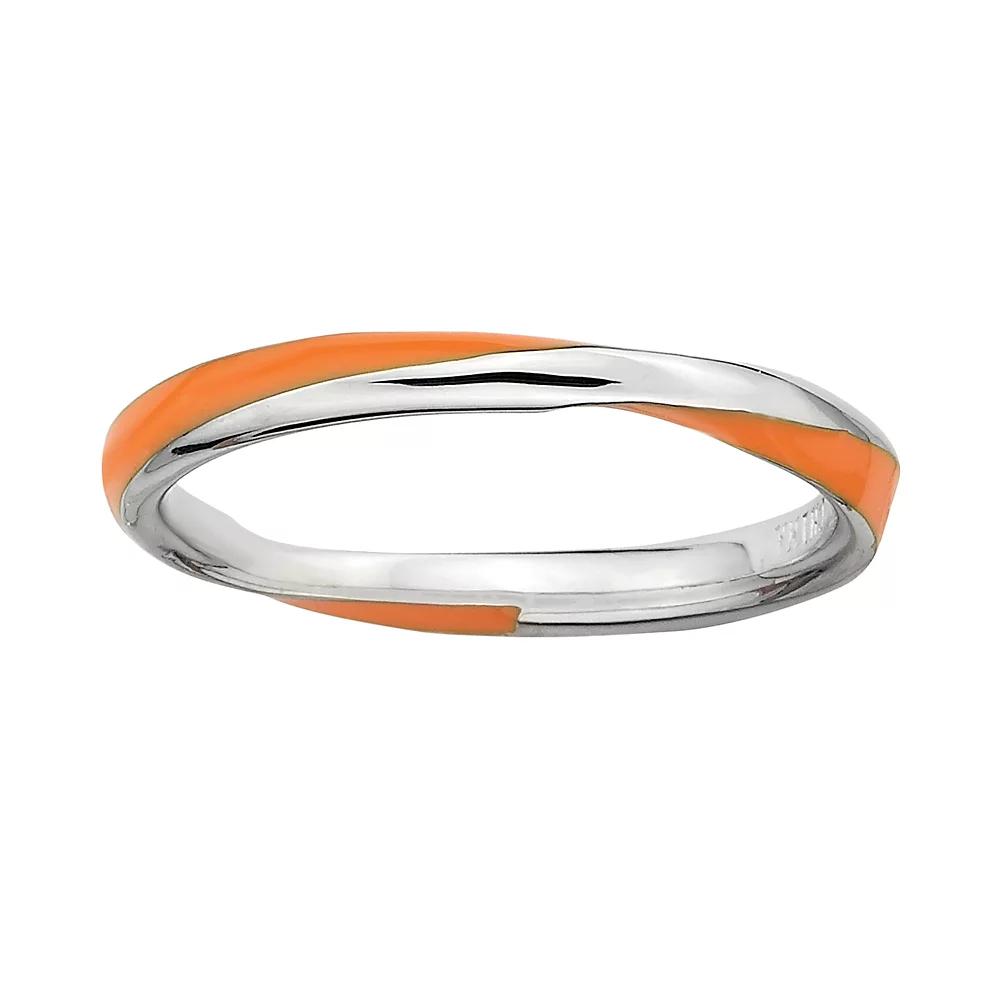 Stacks & Stones Sterling Silver Orange Enamel Twist Stack Ring, Womens Product Image