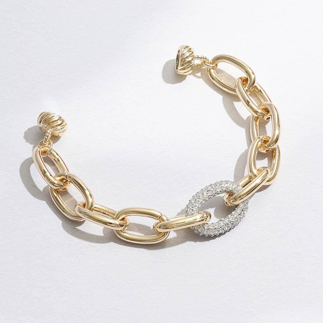 Multi Tone Linked Chain Bracelet Magnet Closure Product Image