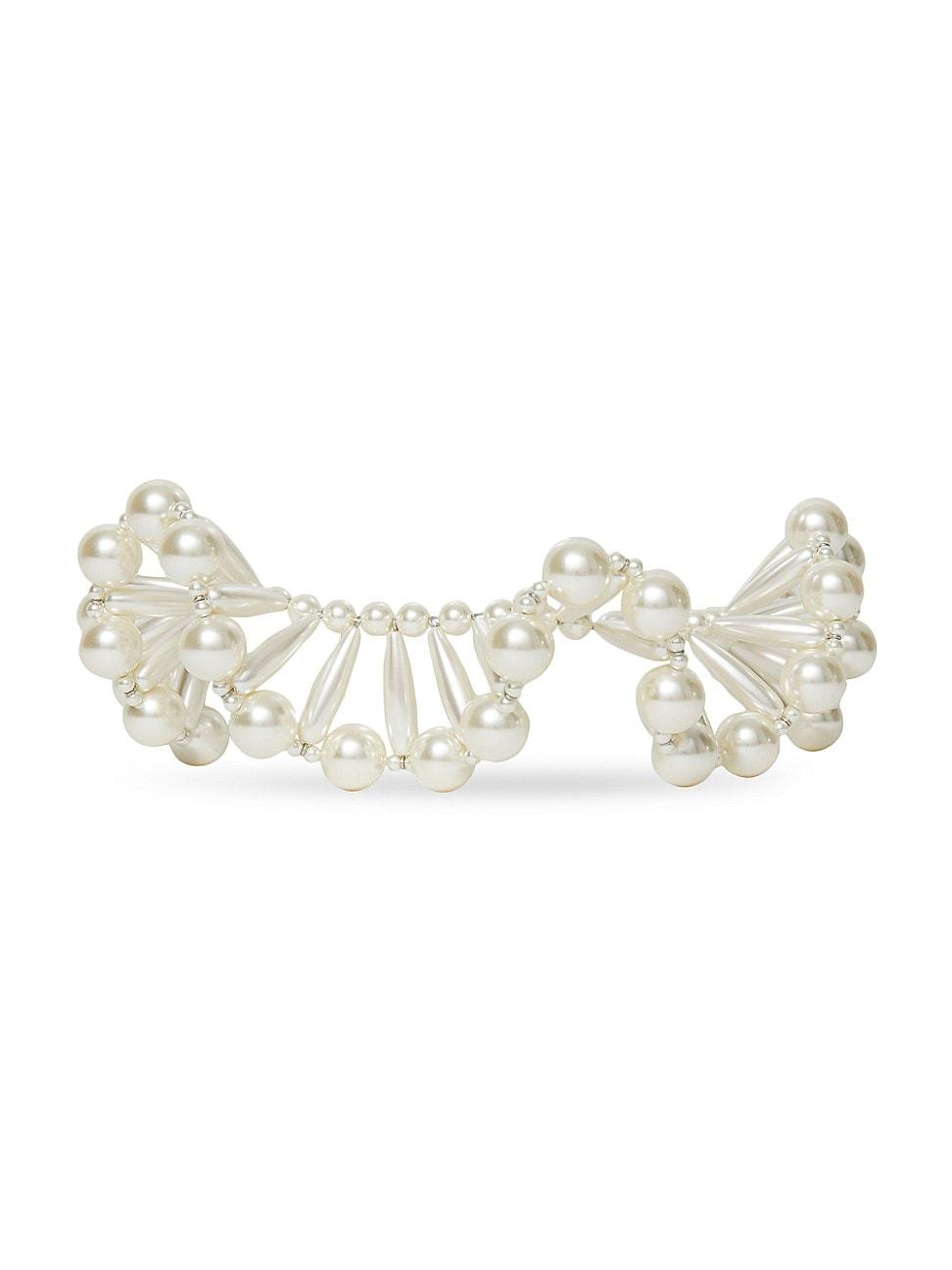 Womens Ruffled Collar Imitation-Pearl Necklace Product Image