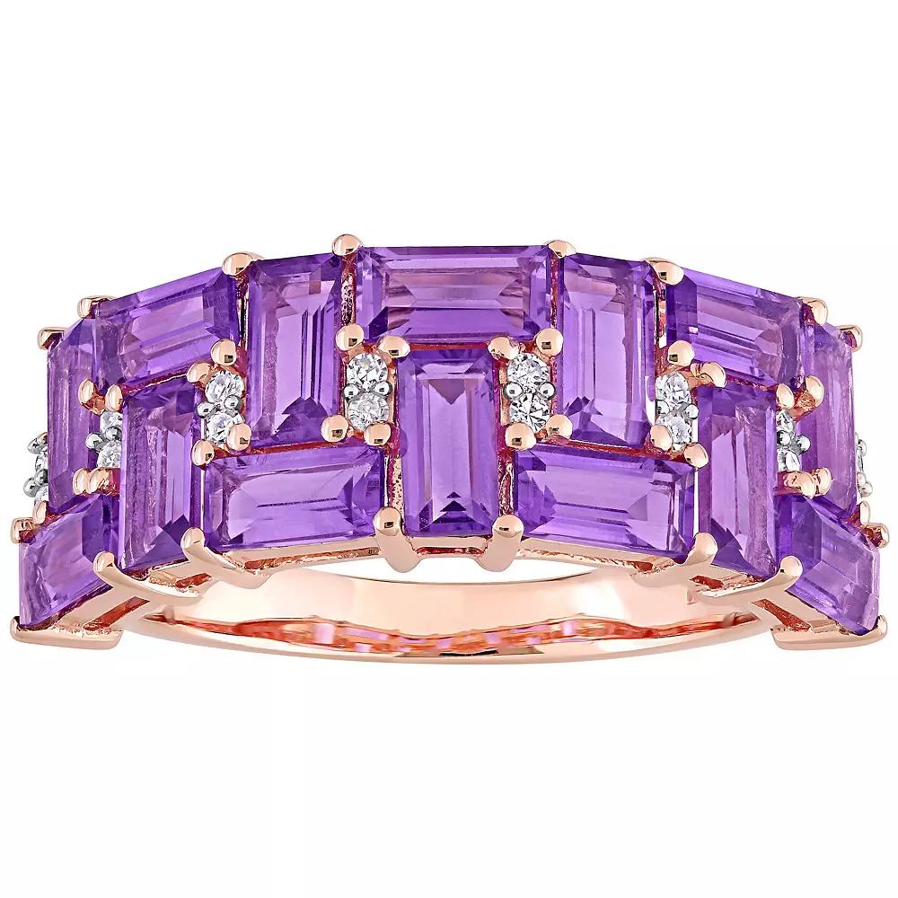 Stella Grace 10k Rose Gold Amethyst & 1/10 Carat T.W. Diamond Geometric Ring, Women's,  Product Image
