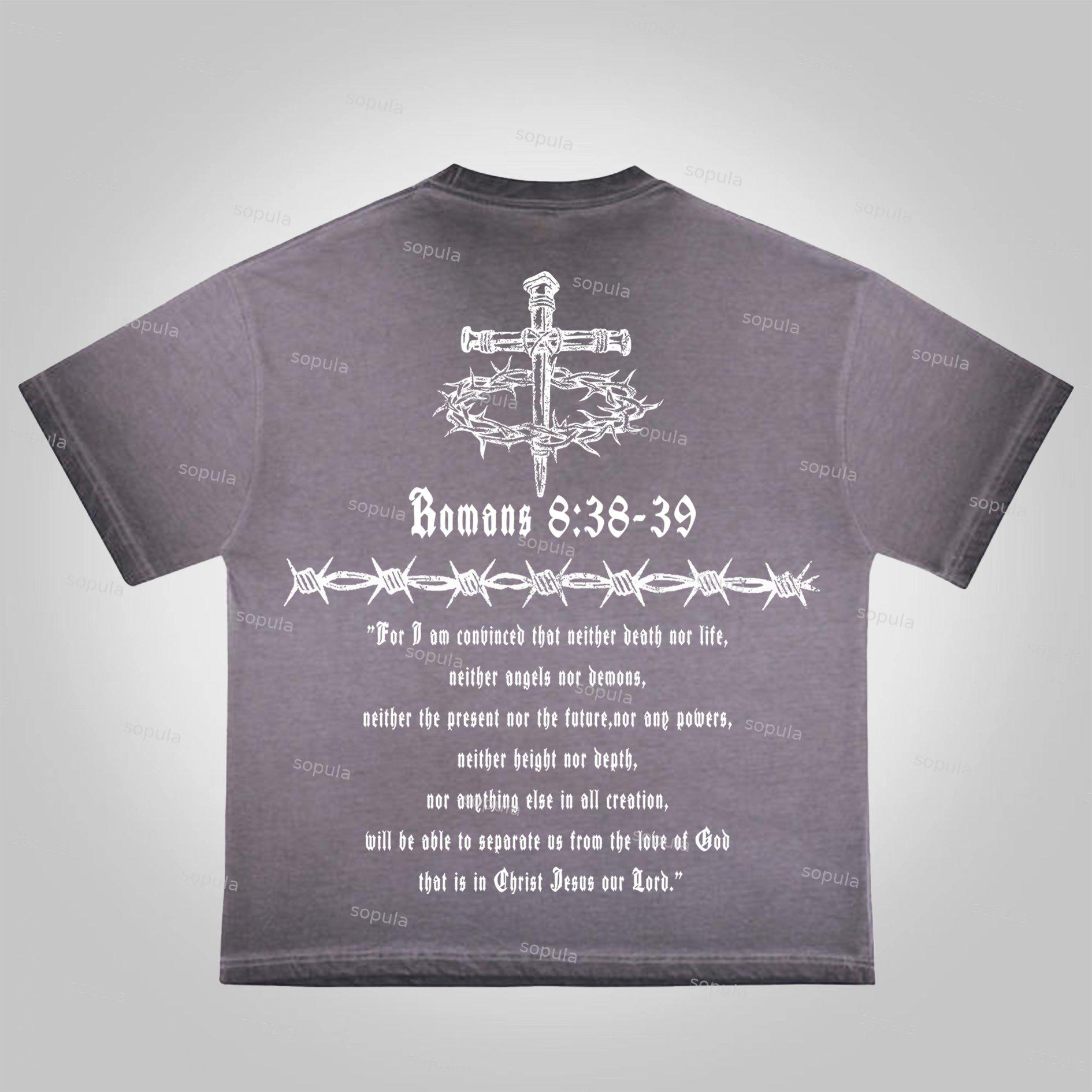 Sopula Jesus Portrait Jesus Loves You Bible Graphic Print Washed Cotton T-Shirt Product Image