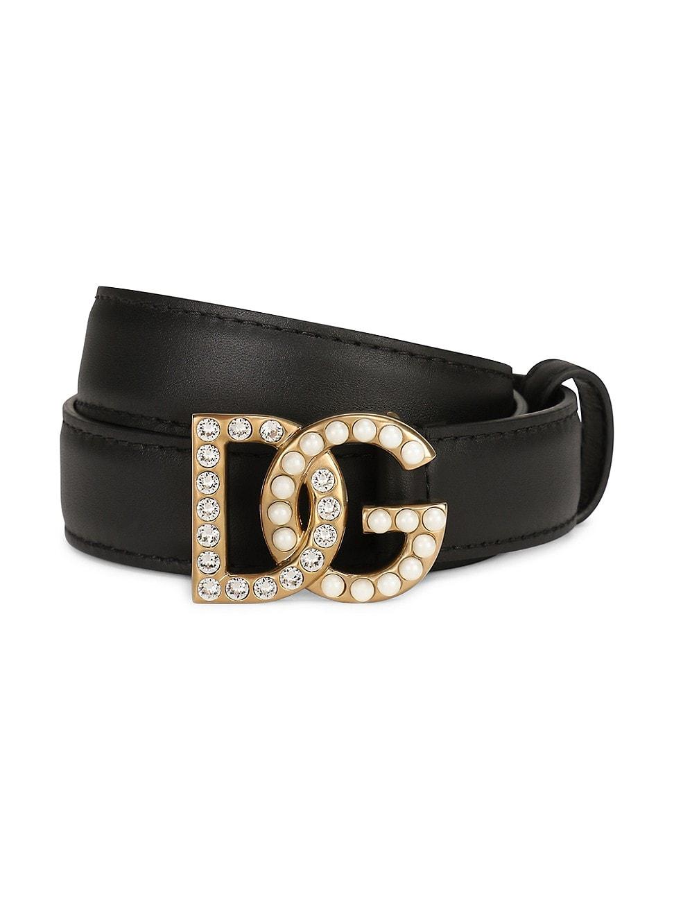 DG Swarovski Crystal & Pearl Leather Belt Product Image
