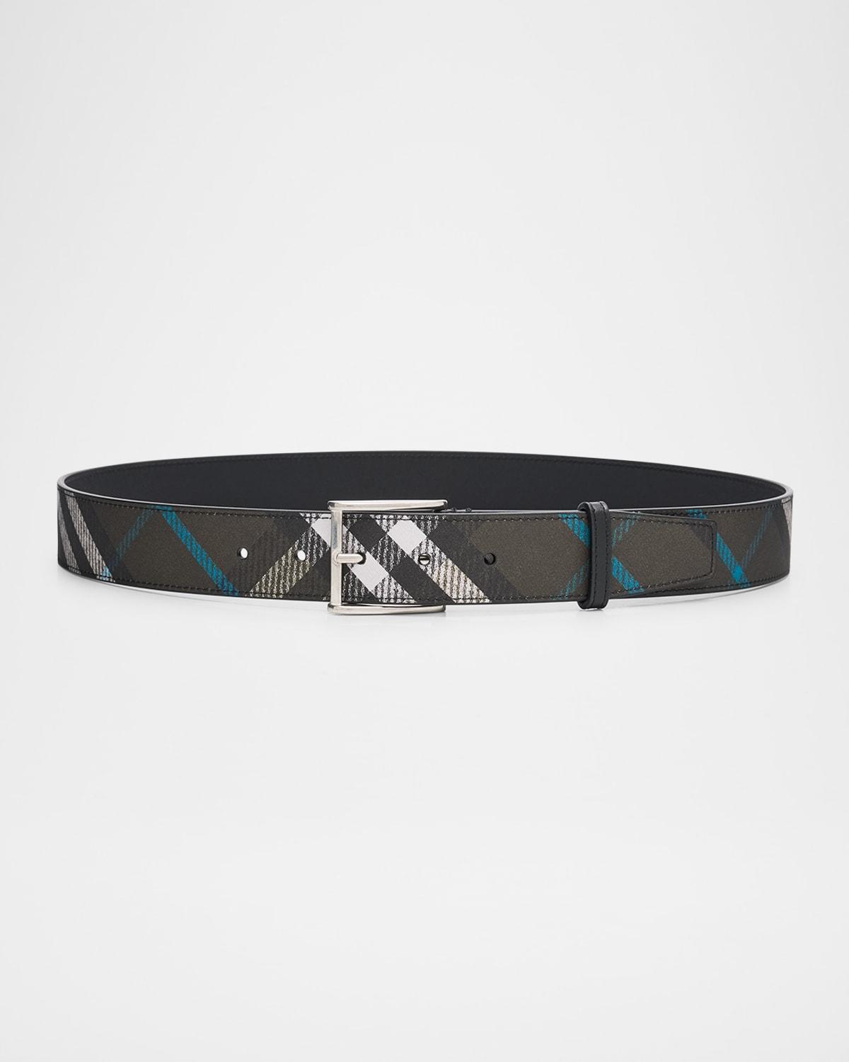 Mens Check Shield-Buckle Belt Product Image