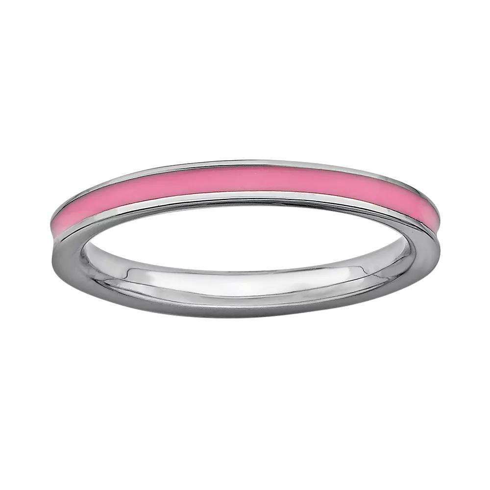 Stacks & Stones Sterling Silver Pink Enamel Stack Ring, Women's, Size: 7 Product Image