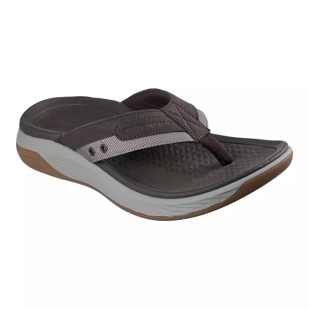 Skechers Relaxed Fit® Silva Falco Men's Thong Sandals, Size: 12, Brown Product Image