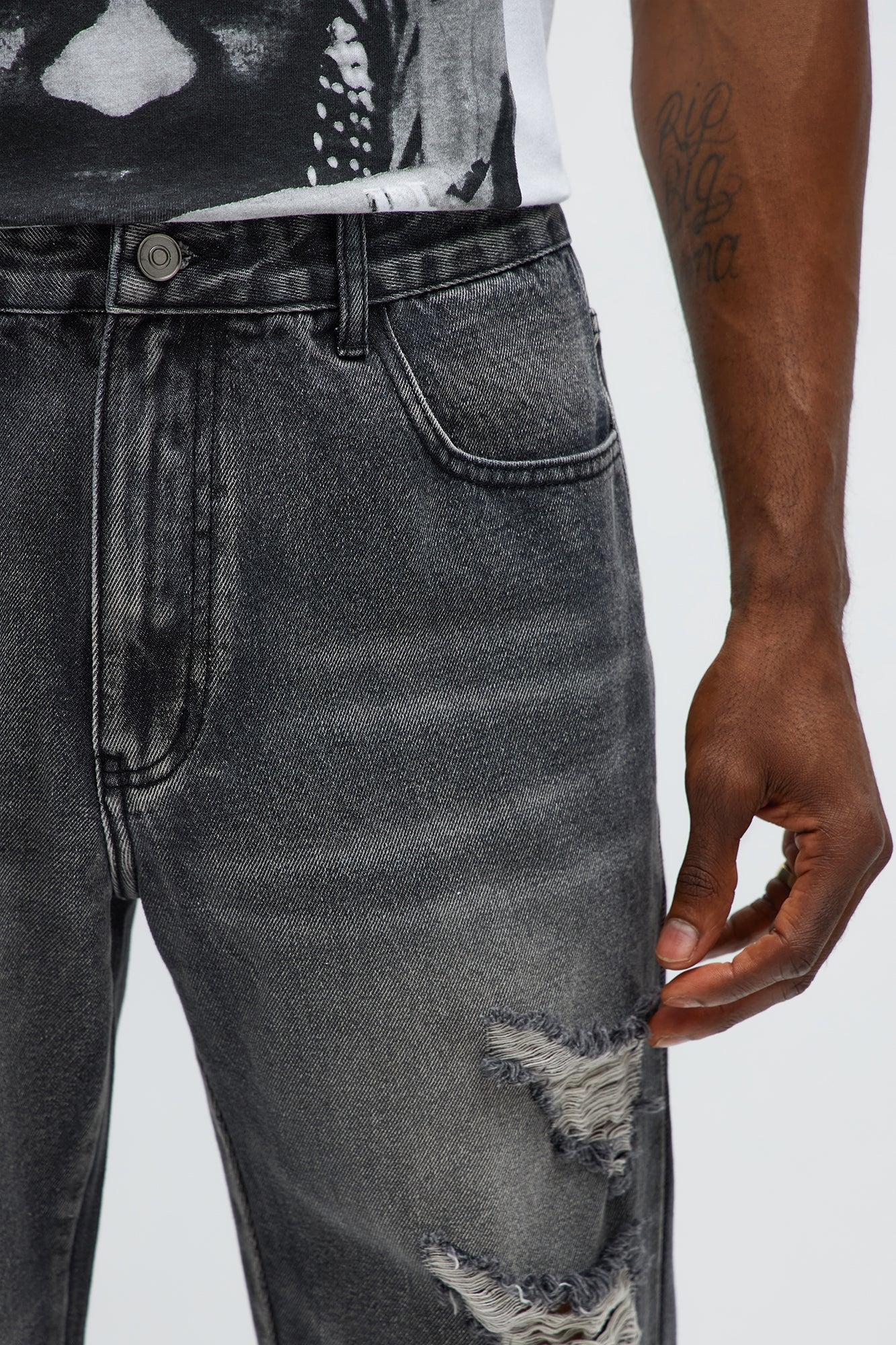 Straight Down The Street Ripped Jeans - Black Wash Male Product Image