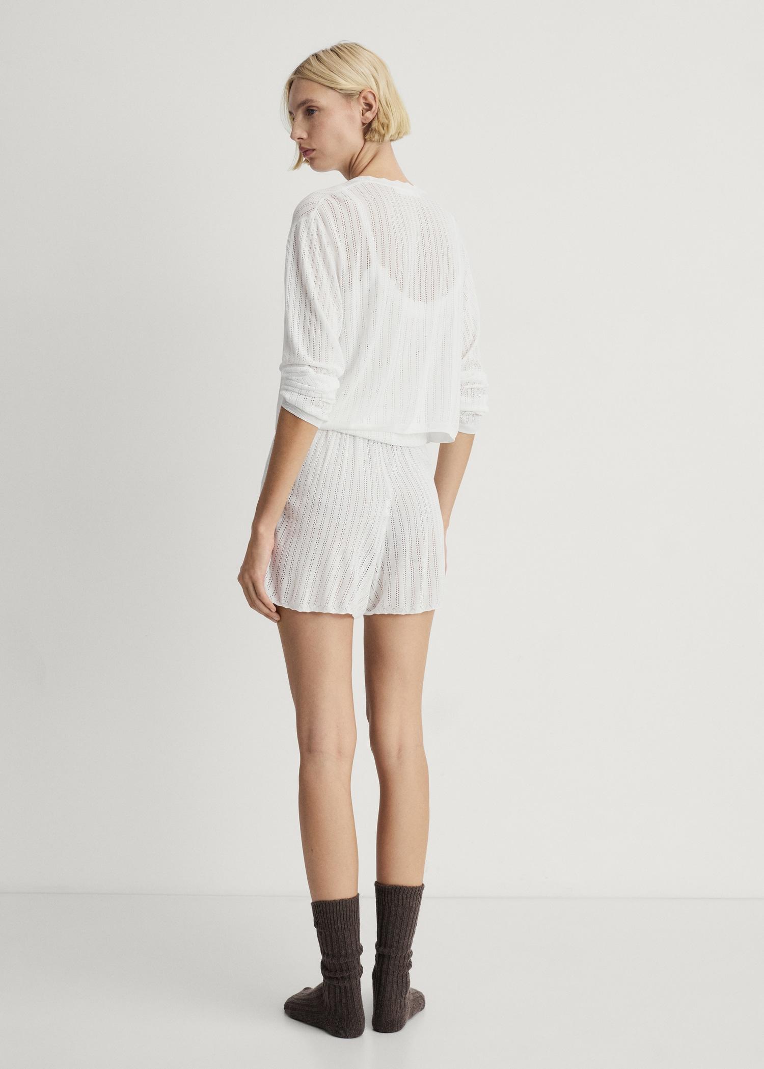 Pajama cardigan with openwork detail - Women | MANGO USA Product Image