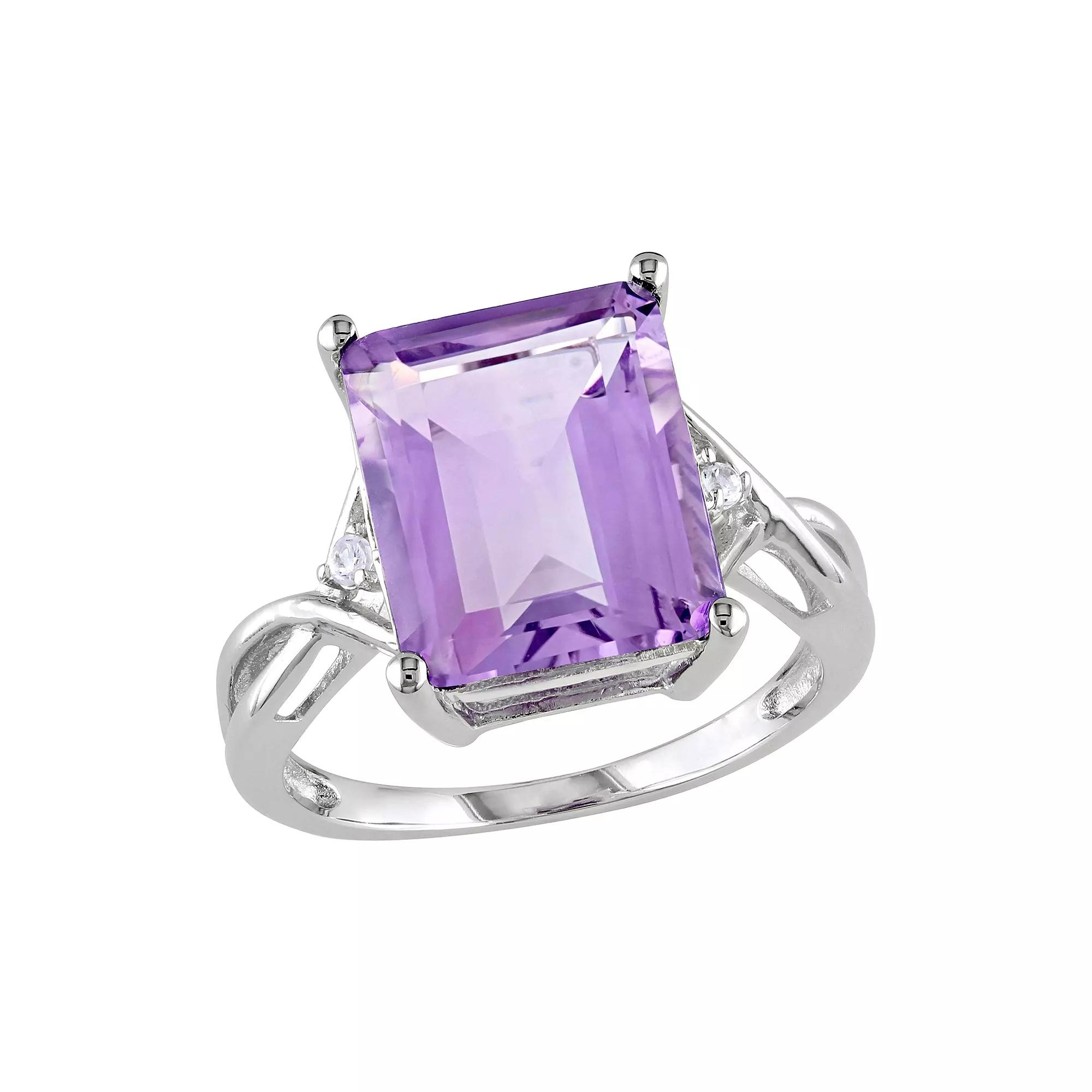 Stella Grace Sterling Silver Amethyst and White Topaz Twist Ring, Womens Purple Product Image