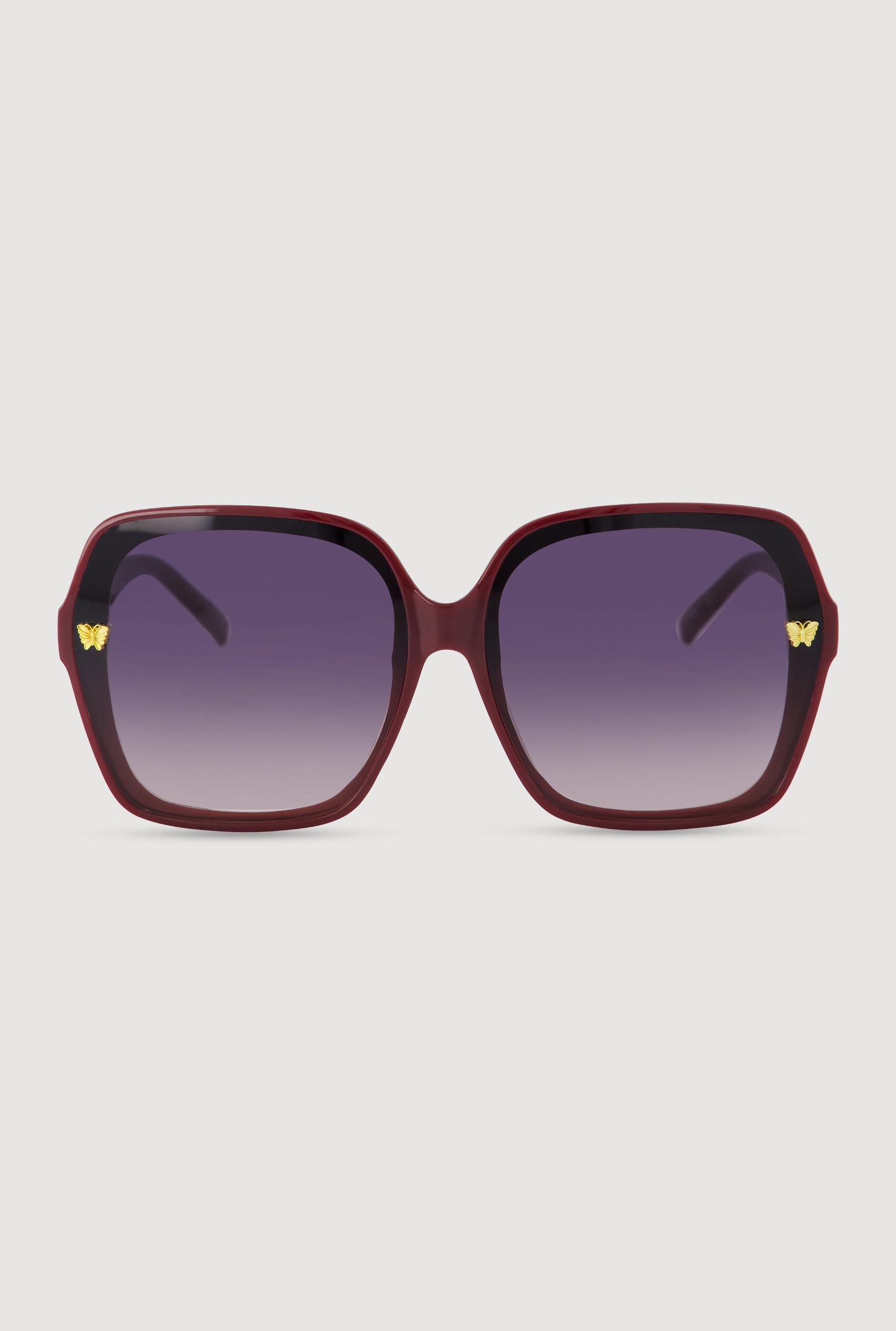 Metallic Butterfly Detail Ombre Lens Sunglasses Unisex Product Image