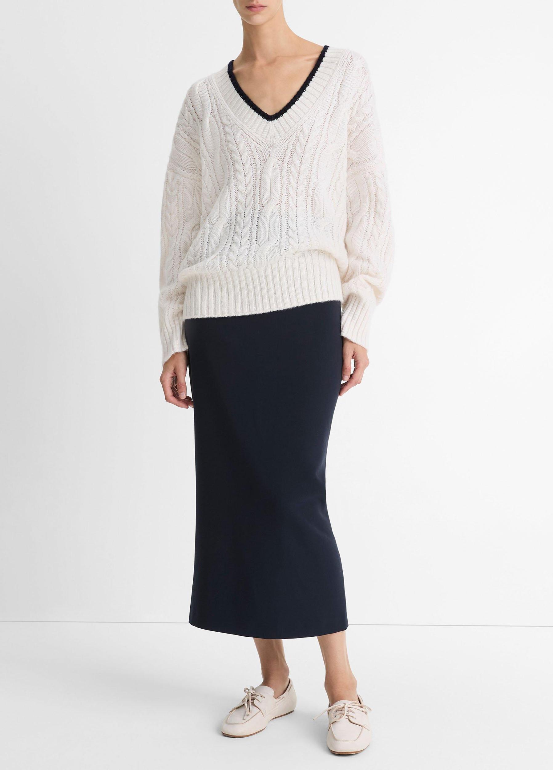 Cable-Knit Wool-Cashmere Oversized Sweater Product Image