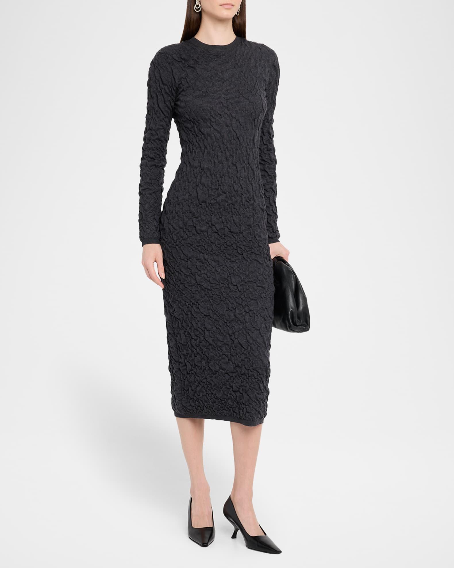 Bodycon Crinkled Knit Midi Dress Product Image