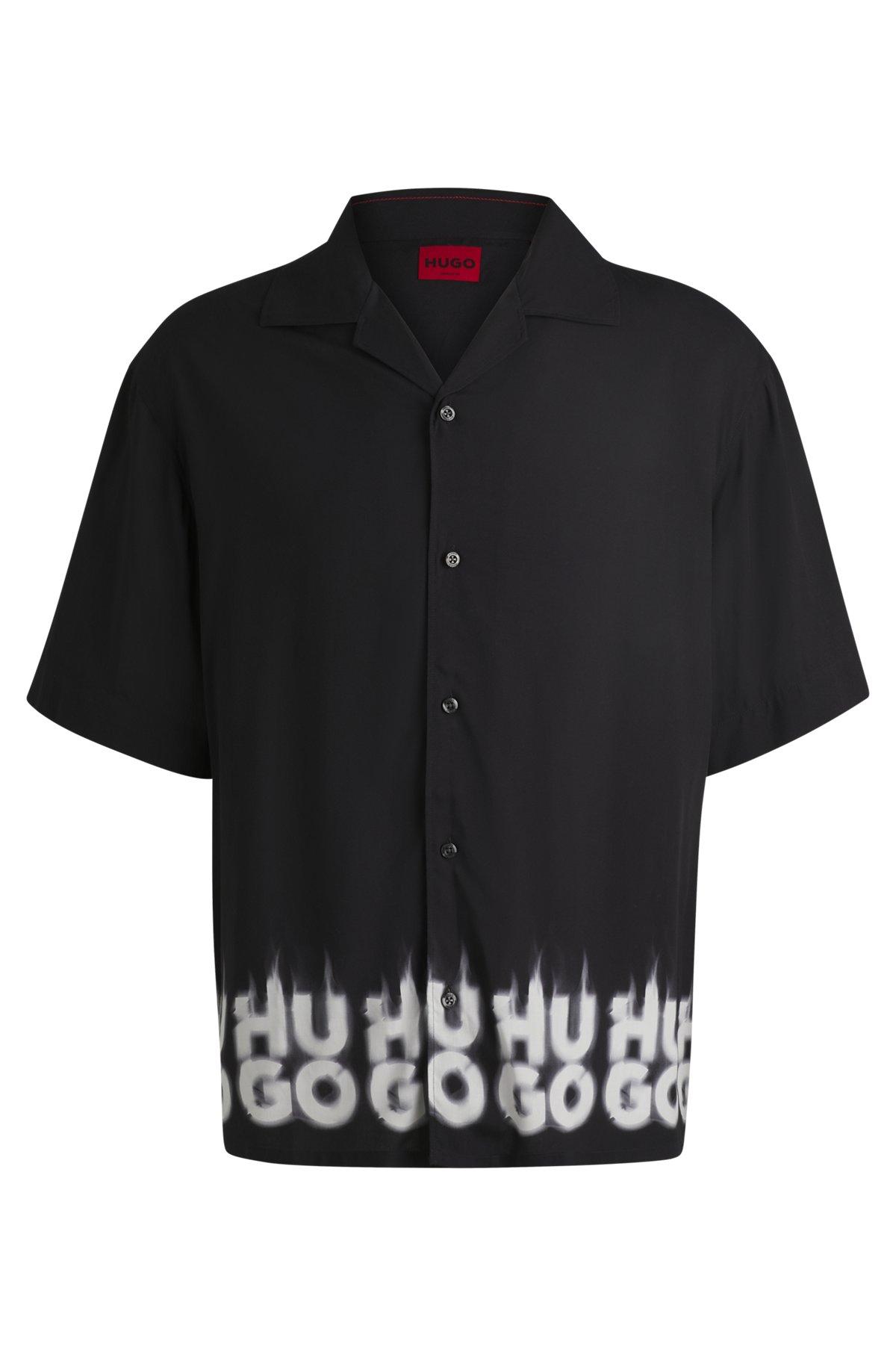 Oversize-fit shirt with smoke logo-print hem Product Image