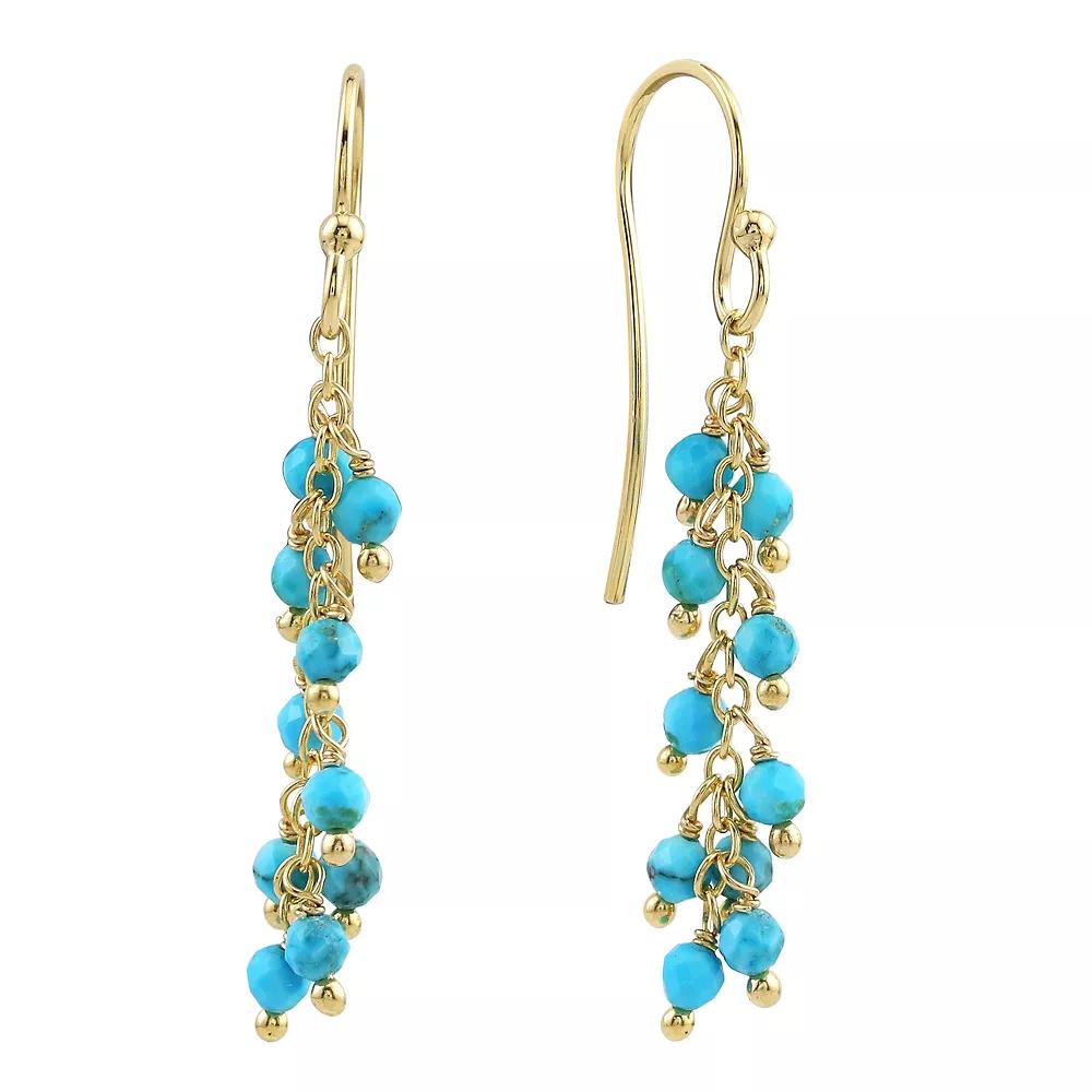 Gemistry 14k Gold Over Sterling Silver Gemstone Beaded Drop Earrings, Women's, Turquoise Product Image